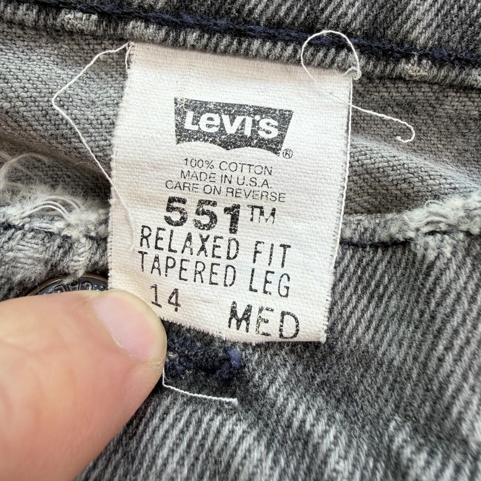 Levi's Vintage 90s Levis 551 Made in USA Gray Wash Jeans Floral Size 31" - 8 Thumbnail
