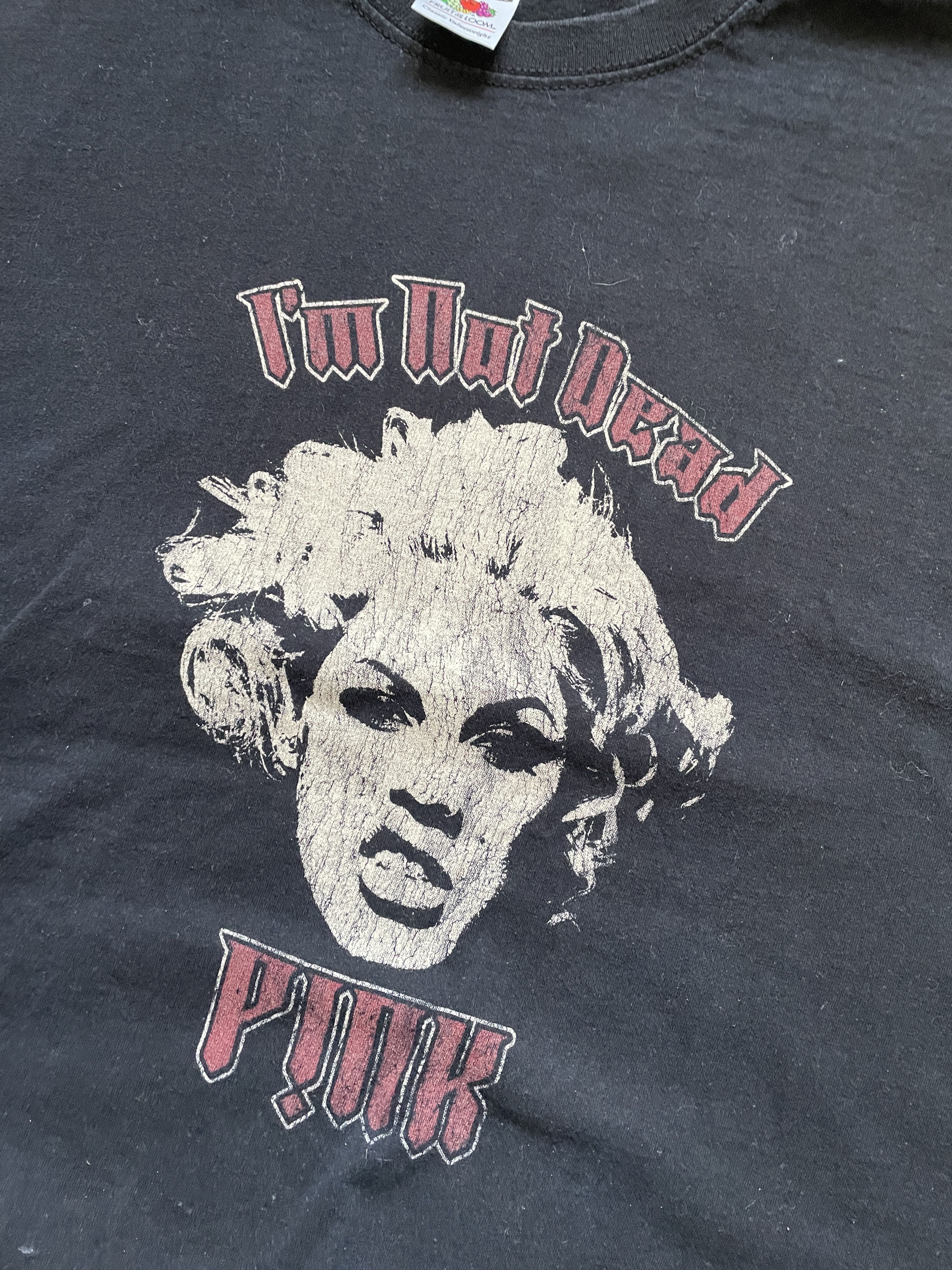 Band Tees VINTAGE Y2K WASHED BLACK PINK IM NOT DEAD 2006 TOUR Size US XL / EU 56 / 4 - 2 Thumbnail