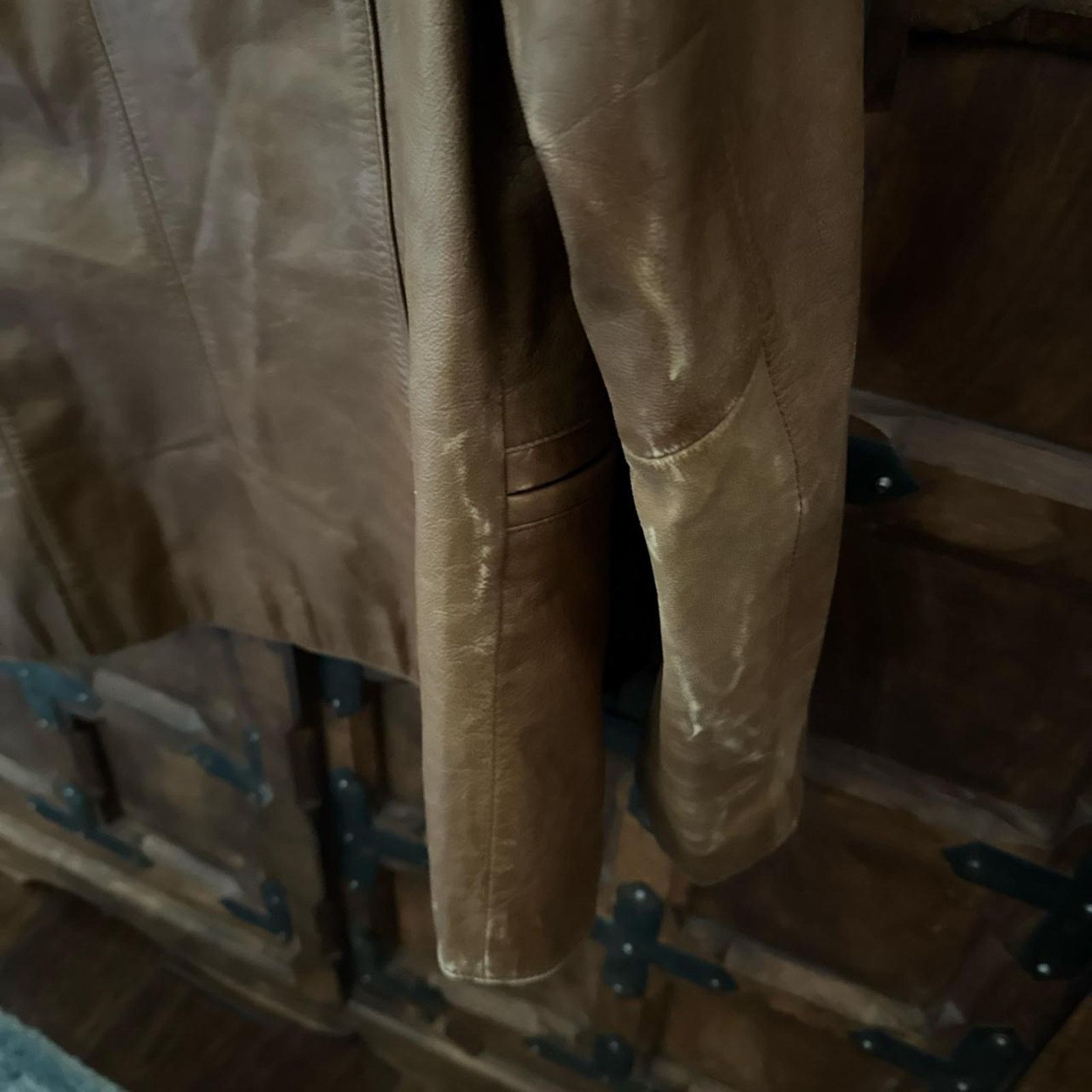 & Other Stories Vintage tan leather blazer jacket button Mens Medium Size M / US 6-8 / IT 42-44 - 5 Thumbnail