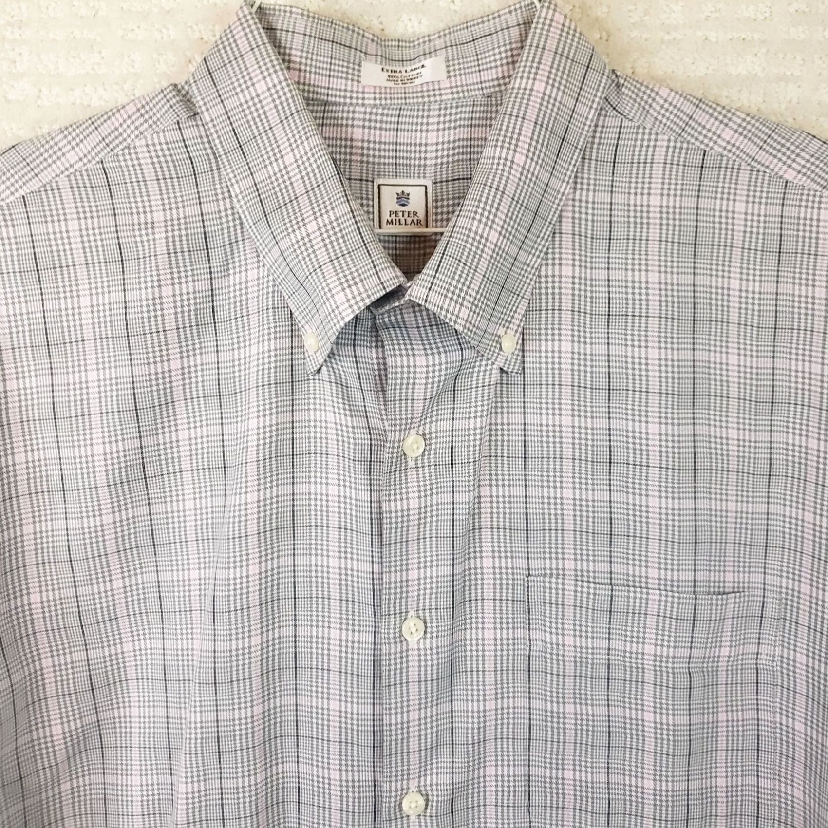 Peter Millar Peter Millar Button Up Men XL White/Blue/Pink Long Sleeve Plaid Pocket Stretch Shirt Size US XL / EU 56 / 4 - 3 Thumbnail