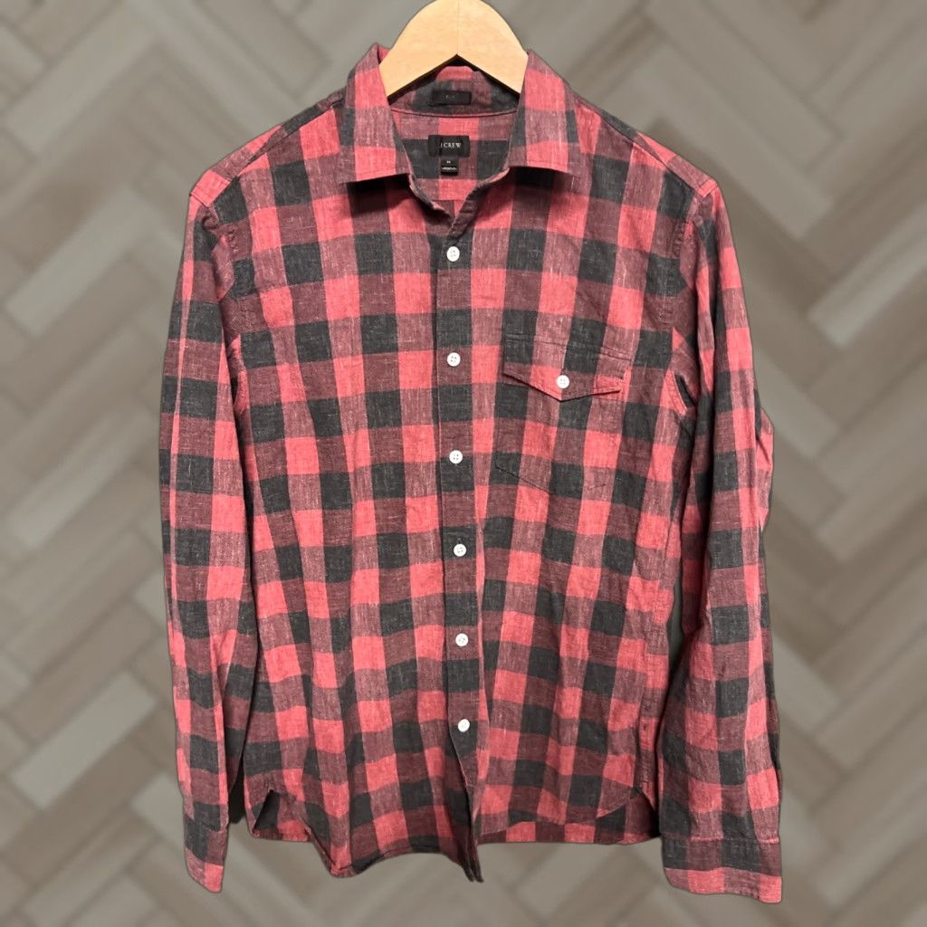 J.Crew J.CREW Shirt Mens M Slim Fit Oxford Plaid Button Down Check Red Cotton Flannel Buffalo Christmas Preppy Slimming Style Vintage: No Size US M / EU 48-50 / 2 - 1 Thumbnail