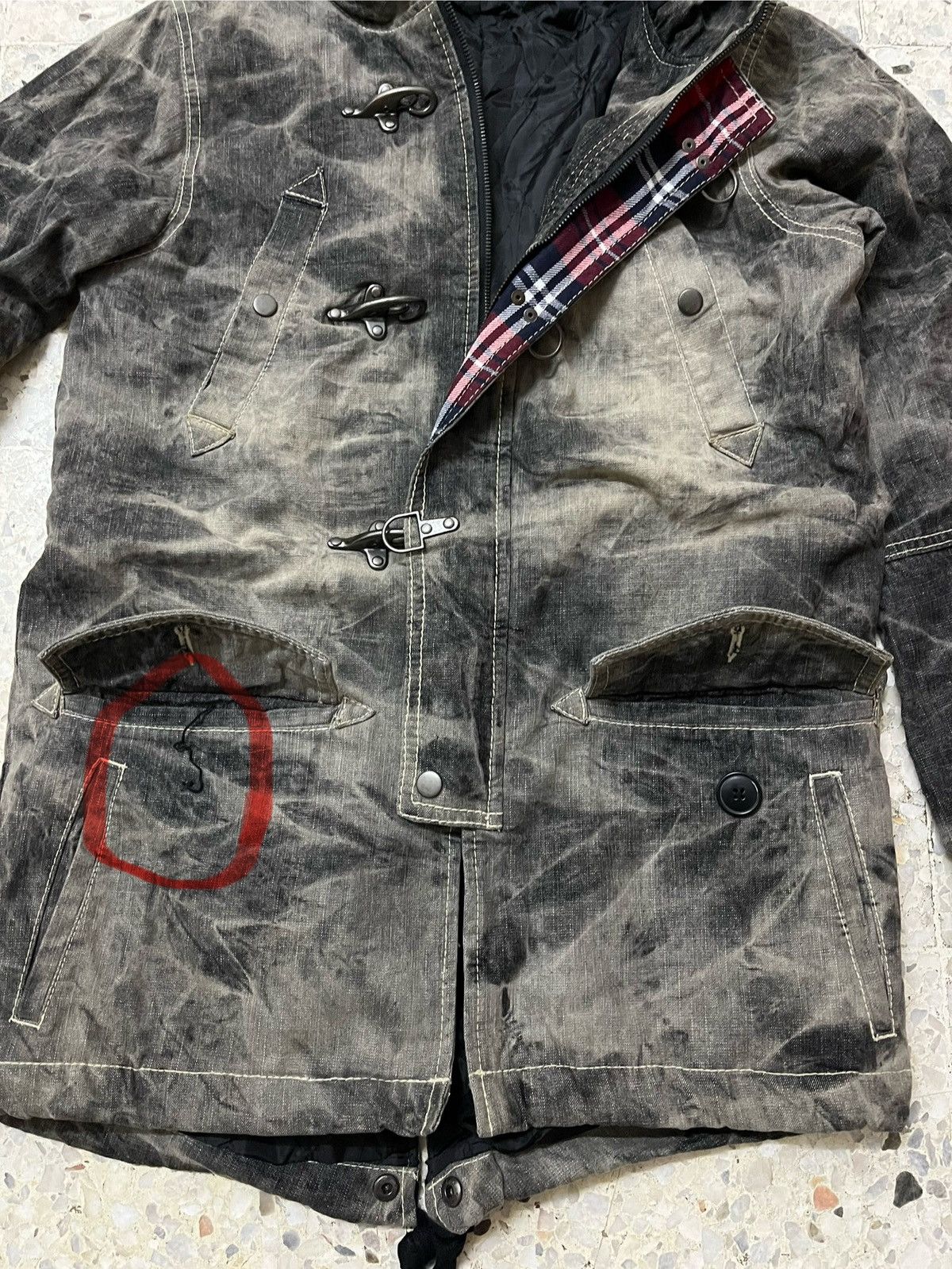 Japanese Brand Black Distress denim hoodie Allix design six pocket jacket Size US L / EU 52-54 / 3 - 9 Thumbnail