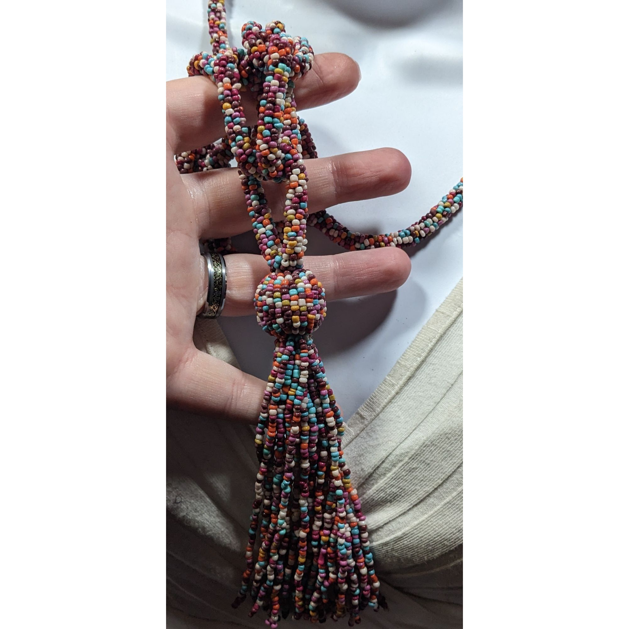 Other C Est 1946 Rainbow Glass Beaded Link Tassel Necklace Size ONE SIZE - 3 Thumbnail