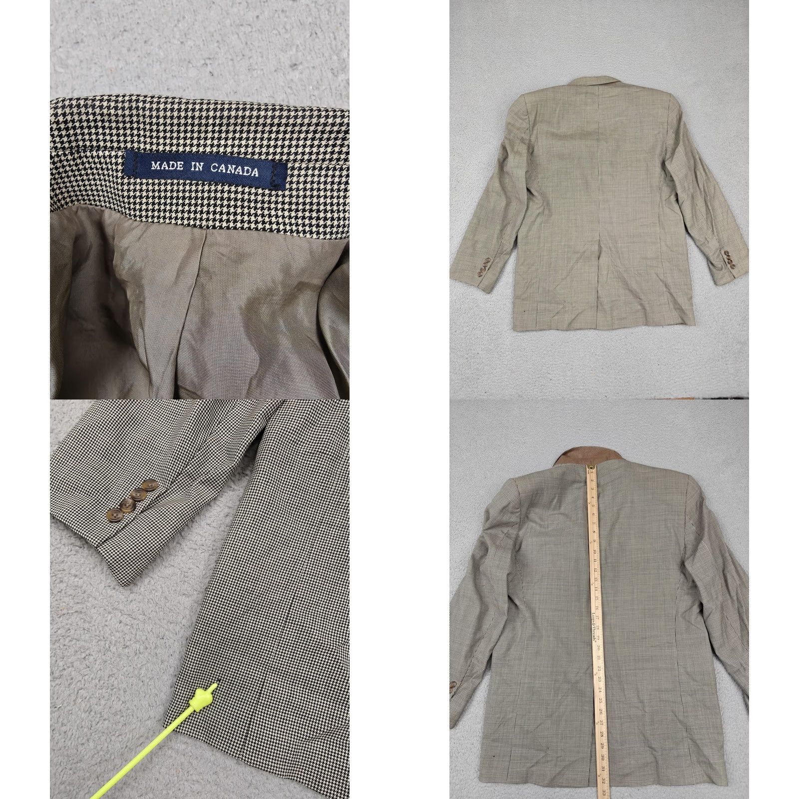 Ralph Lauren VINTAGE Lauren Ralph Lauren Blazer Mens 42L Beige Check Wool Sport Coat Jacket Size 42R - 8 Thumbnail