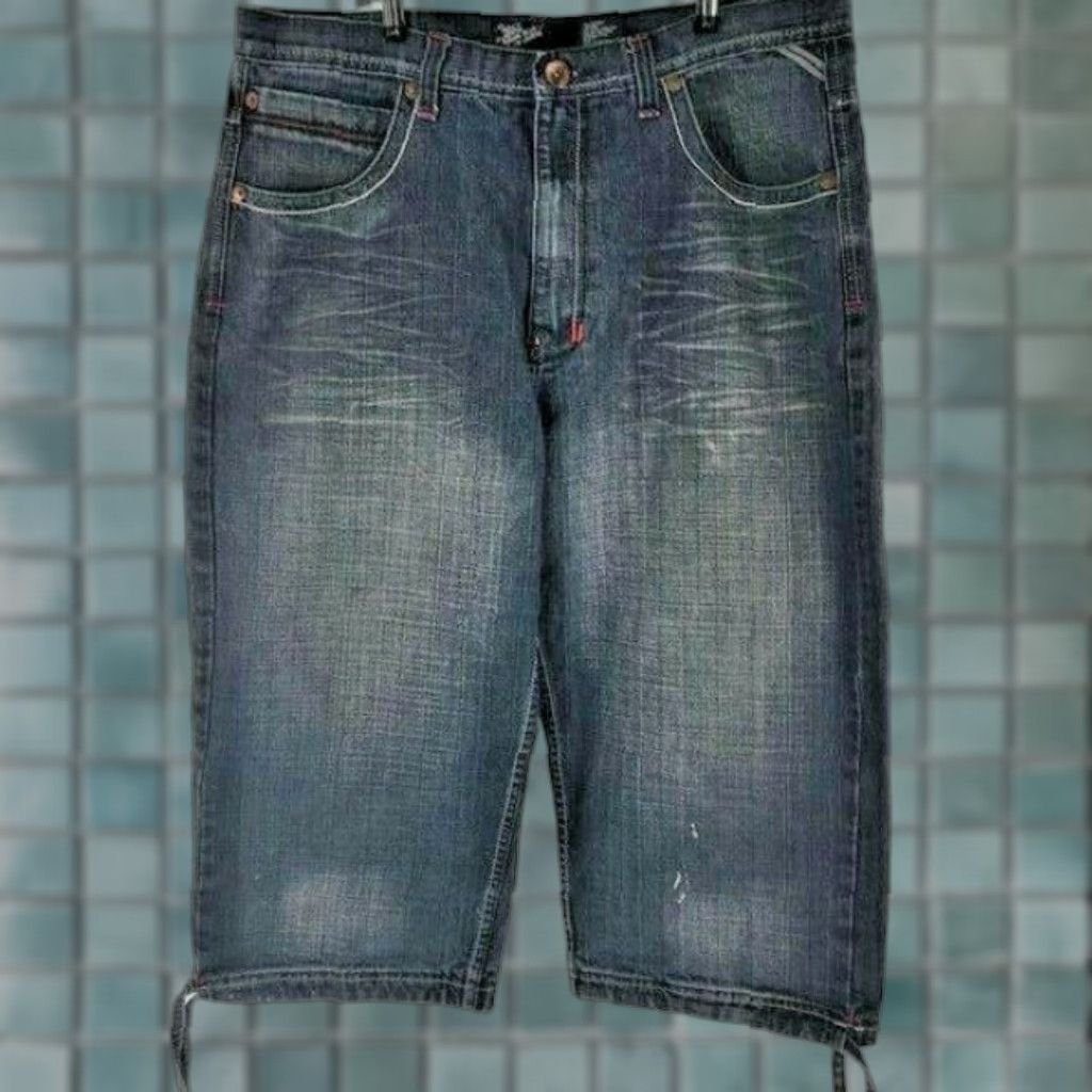 Denime Royal Blue Stonewashed Denim Cropped Jeans Women's 38 Regular Blue Cropped 5-Pocket High Rise Vintage Jeans Womens Size 26" / US 2 / IT 38 - 1 Thumbnail
