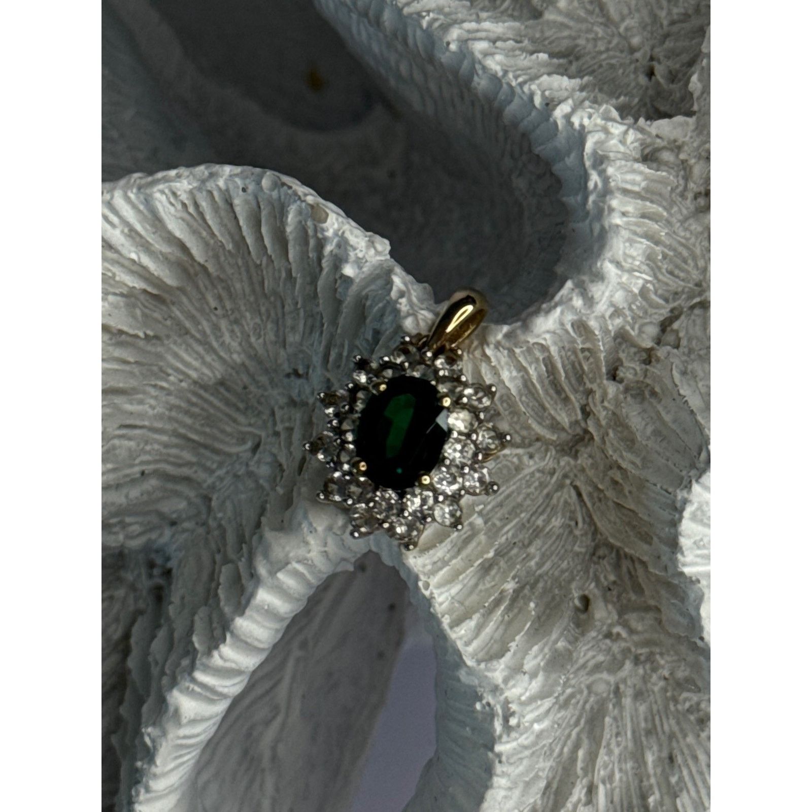 Jewelry 925 STERLING SILVER GOLD PLATED EMERALD & BERYL PENDANT Size ONE SIZE - 2 Thumbnail