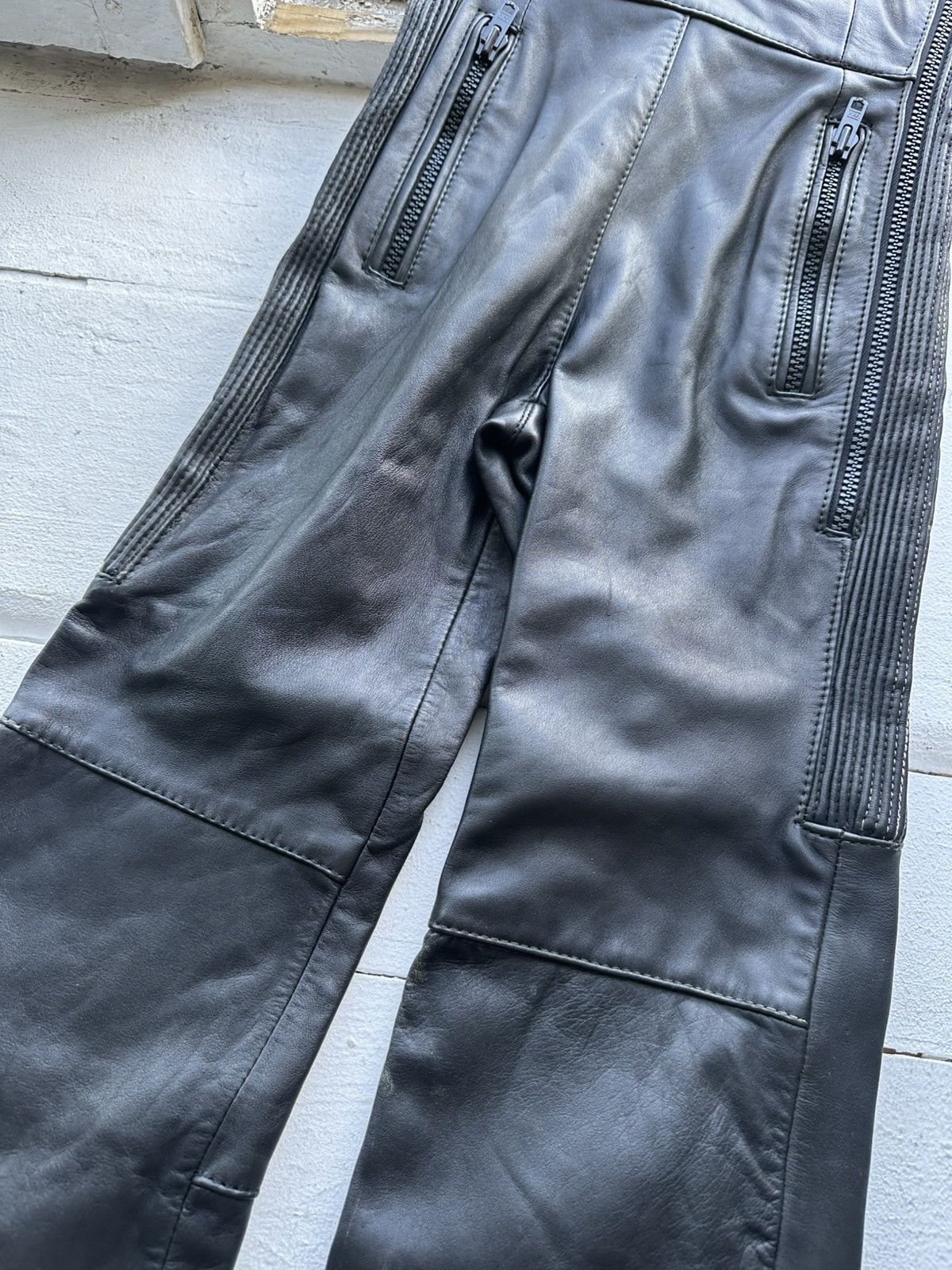 Leather IXS🚨BLACK LEATHER Racing Team Jumpsuit/Coverall LIKE yamaha Size 24" / US 00 / IT 34 - 8 Thumbnail