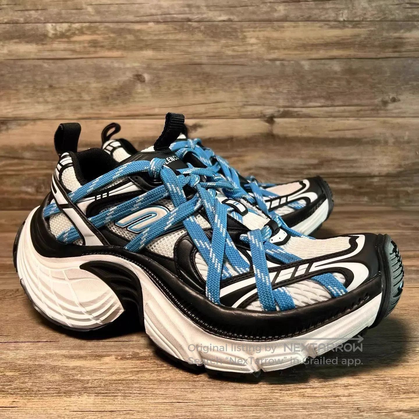Balenciaga Blue Low-Top Lace-Up Thick Sole Sneakers Size 9. Size US 9 / EU 42 - 3 Thumbnail