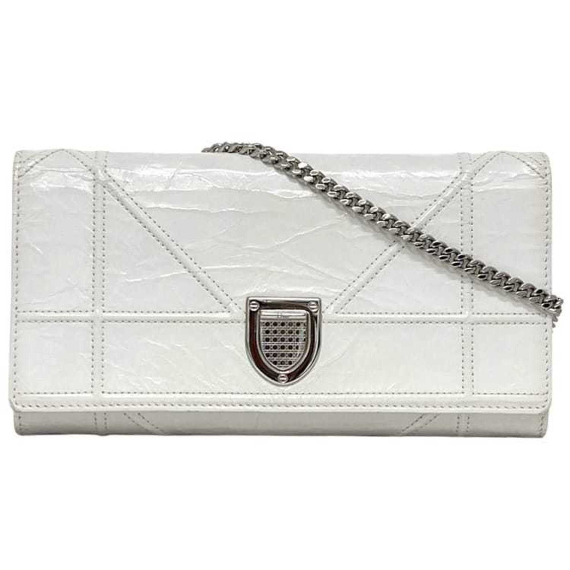 Dior Christian Dior Shoulder Wallet f-25344 White Diorama Chain Leather 03-MA-1106 Flap Stitch Crossbody Bag Size ONE SIZE - 1 Thumbnail