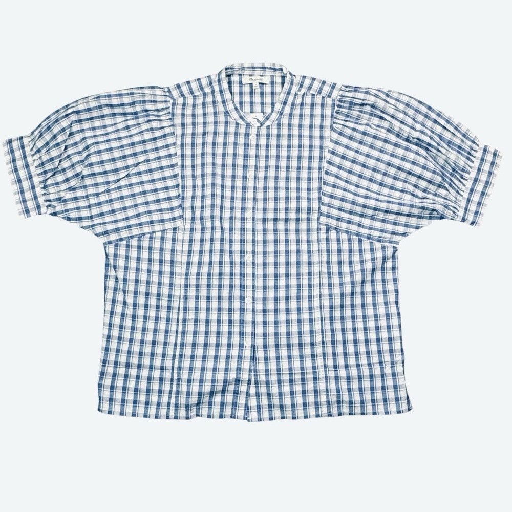 Madewell NWT New $98 Madewell Puff-Sleeve Band-Collar Cotton Blue Pl Size XL / US 12-14 / IT 48-50 - 4 Thumbnail