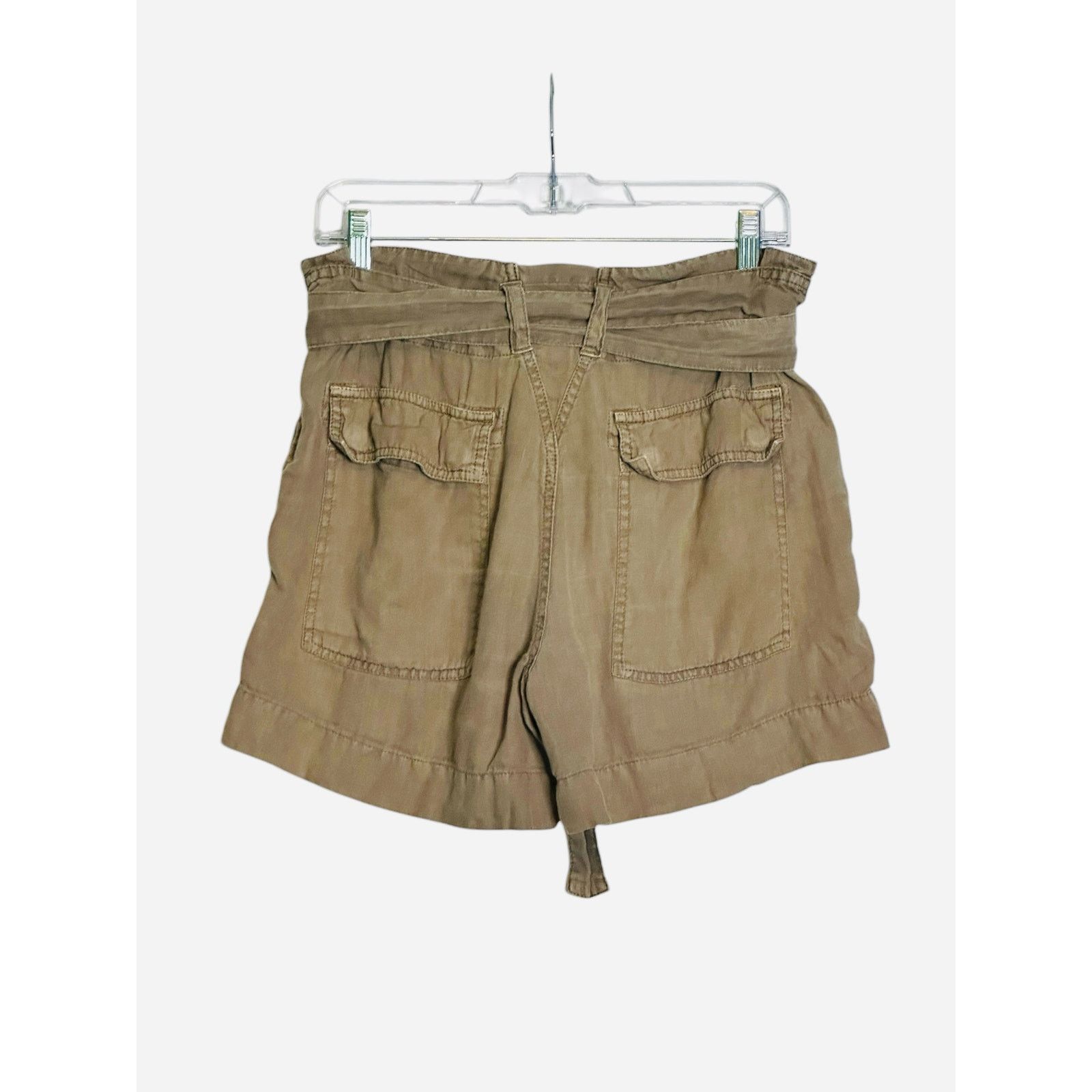 Joie Joie Greenish Beige Linen Paper Bag Tie Waist Shorts size 2 Size 26" / US 2 / IT 38 - 8 Thumbnail