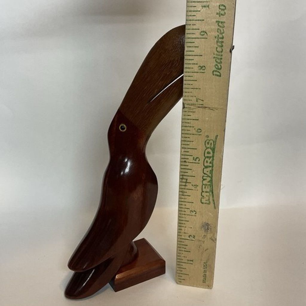 The Unbranded Brand VTG Brazil Wood Hand Carved Toucan Sculpture Glass Eyes 9.5” Size ONE SIZE - 3 Thumbnail