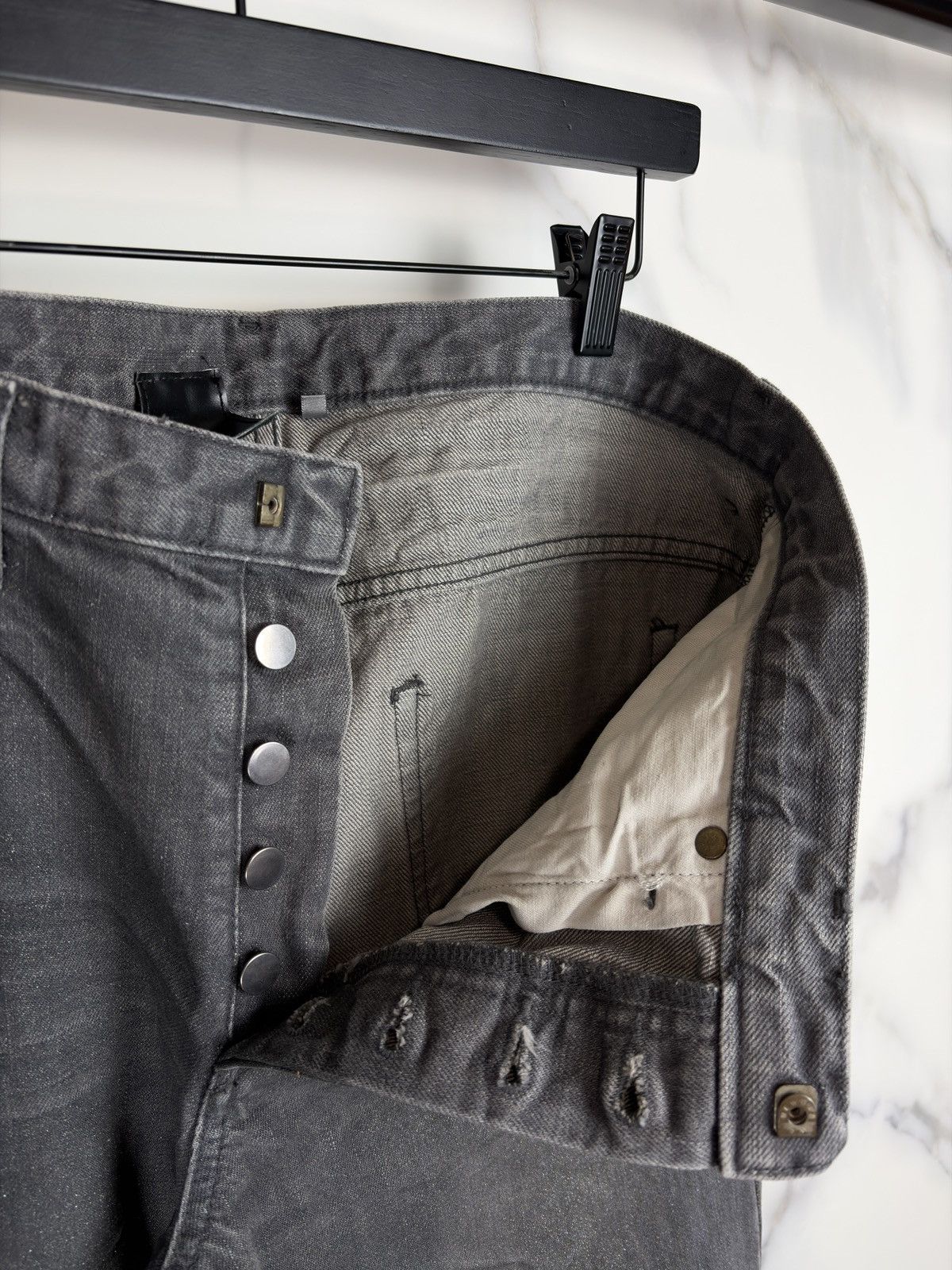 Dior × Hedi Slimane SS05 Dior Homme Beck Glitter Wax Coated Whisker Denim Jeans Size US 32 / EU 48 - 8 Thumbnail