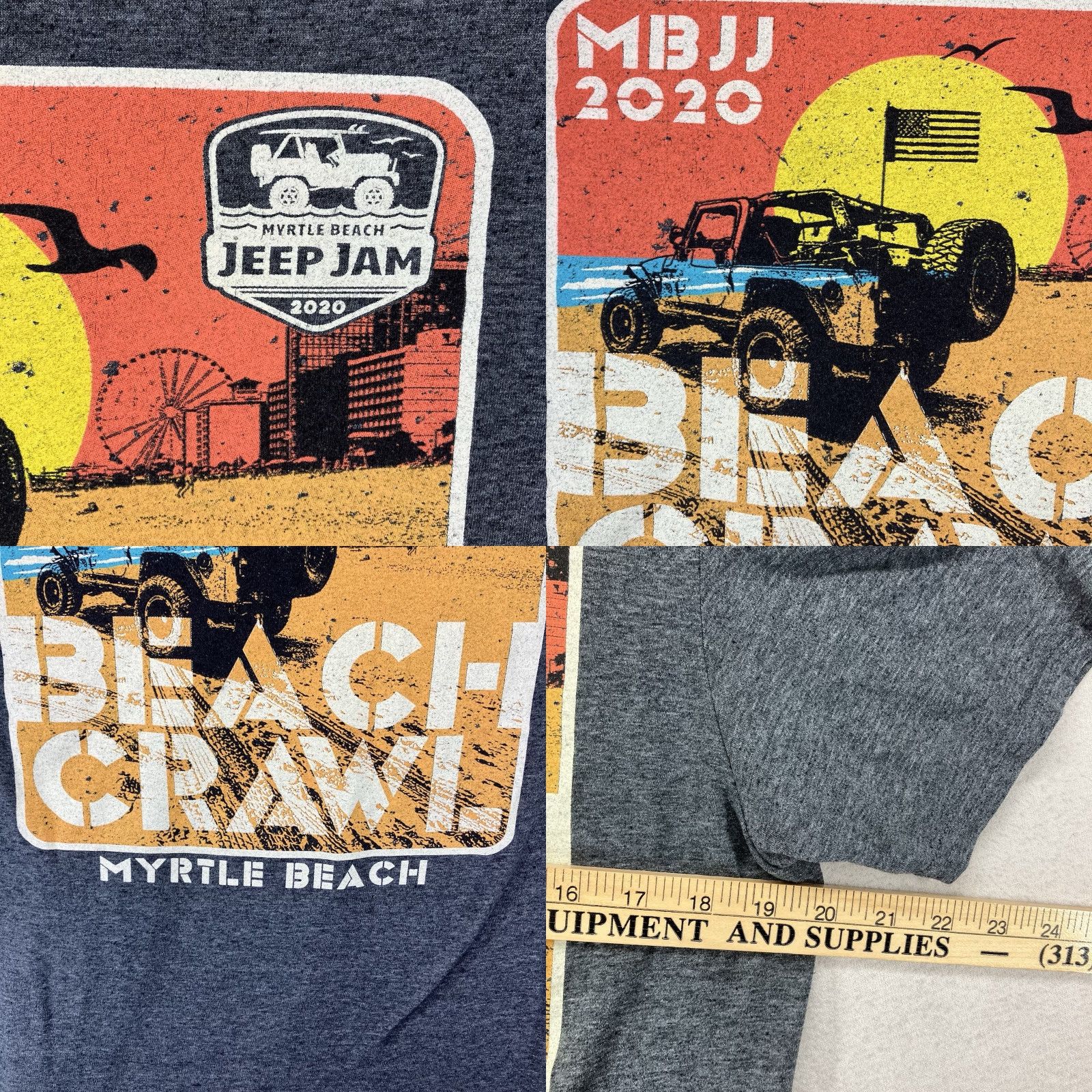 Jeep VINTAGE Jeep T Shirt Mens S Gray Graphic Back Jeep Jam 2020 Limited Edition Beach Cars Mens Size US S / EU 44-46 / 1 - 8 Thumbnail
