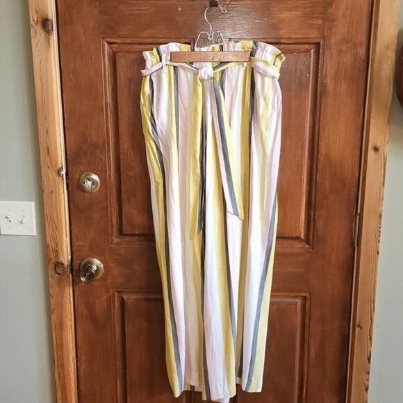 Designer Beige by ECI 2 piece Embellished Striped Colored Rayon Belte Size 34" / US 12 / IT 48 - 2 Thumbnail