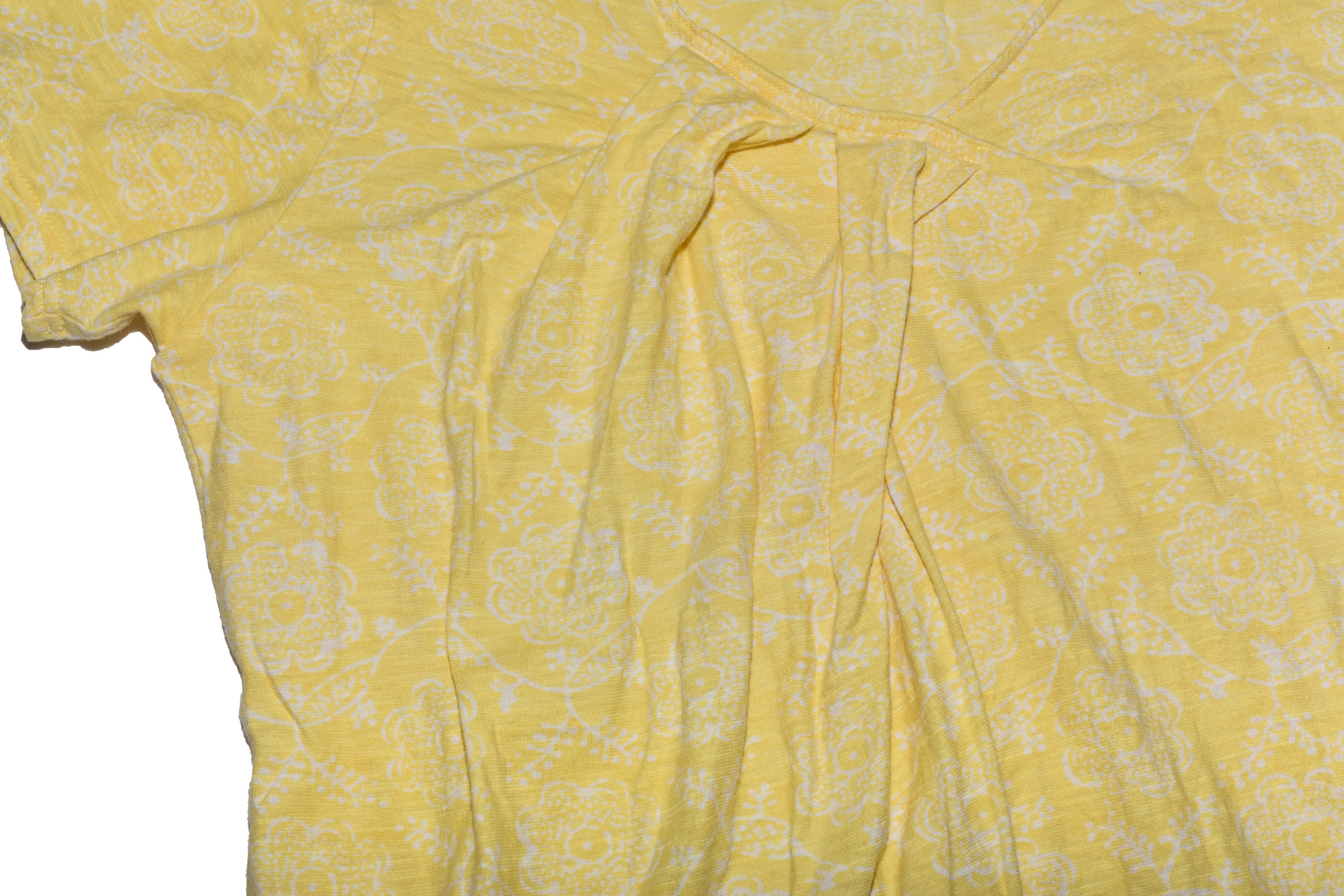 Issey Miyake Yellow Floral Gathered S/S Top Size M / US 6-8 / IT 42-44 - 4 Thumbnail