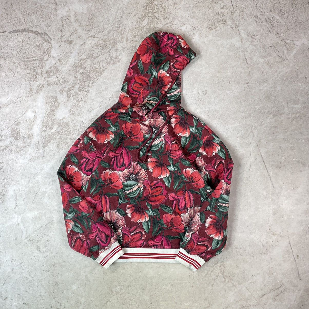 Sandro Sandro Paris Floral Print Viscose Burgundy Hoodie Size XS / US 0-2 / IT 36-38 - 2 Thumbnail