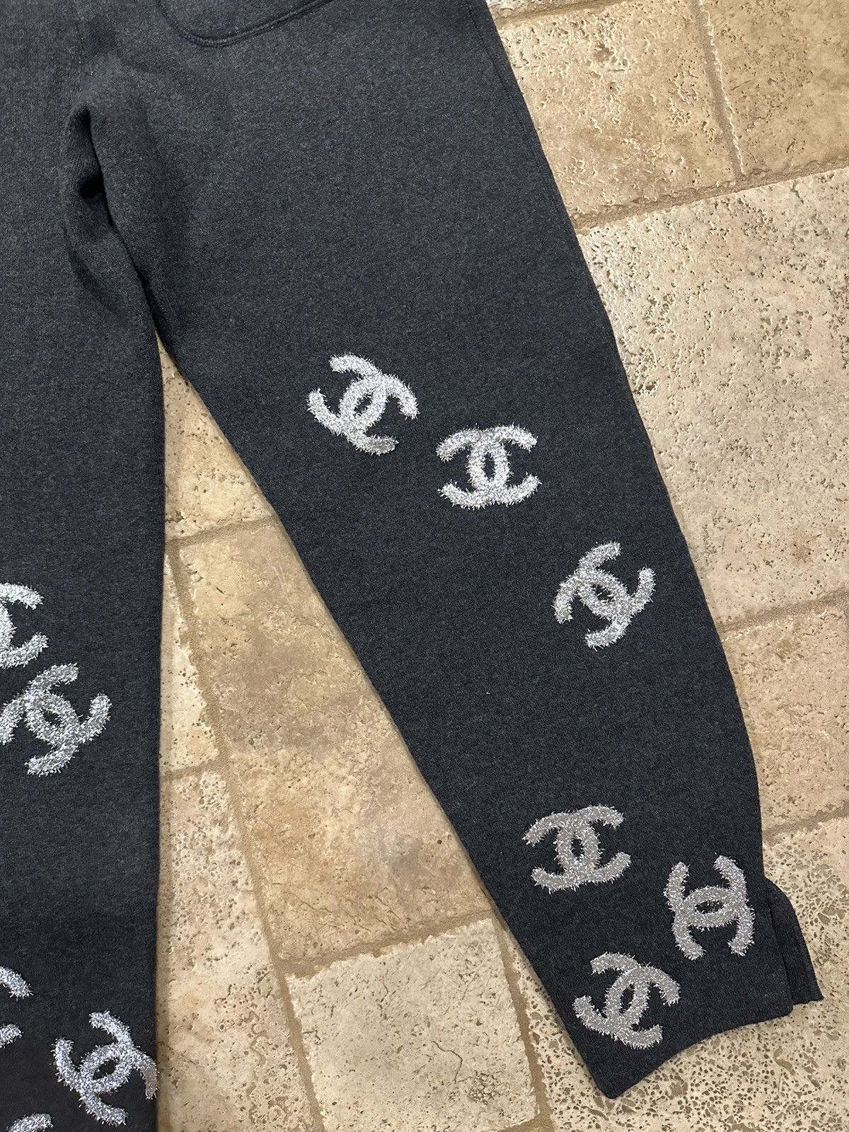 Chanel Chanel Grey Cashmere Glitter CC Logo Unisex Pants Size US 33 - 11 Thumbnail