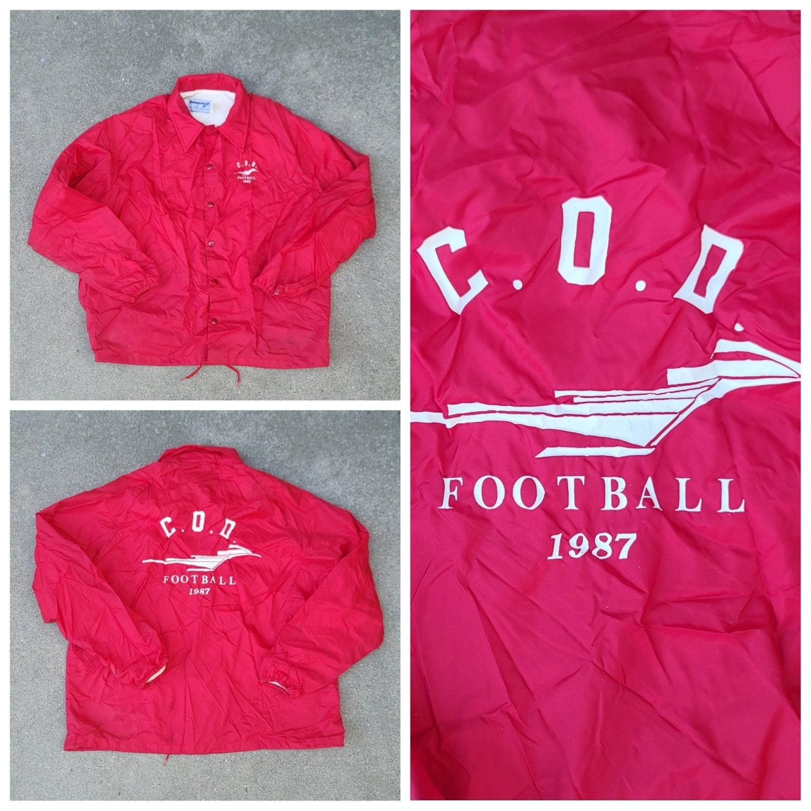 Swingster Vtg 1987 Swingster C.O.D. Football Windbreaker Jacket Size US XL / EU 56 / 4 - 1 Thumbnail