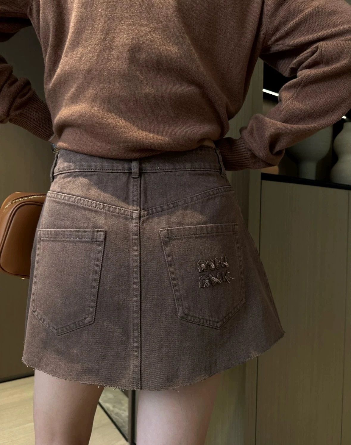 Miu Miu MIU MIU New Brown Denim Mini Skirt Size 25" / US 0 / IT 36 - 5 Thumbnail