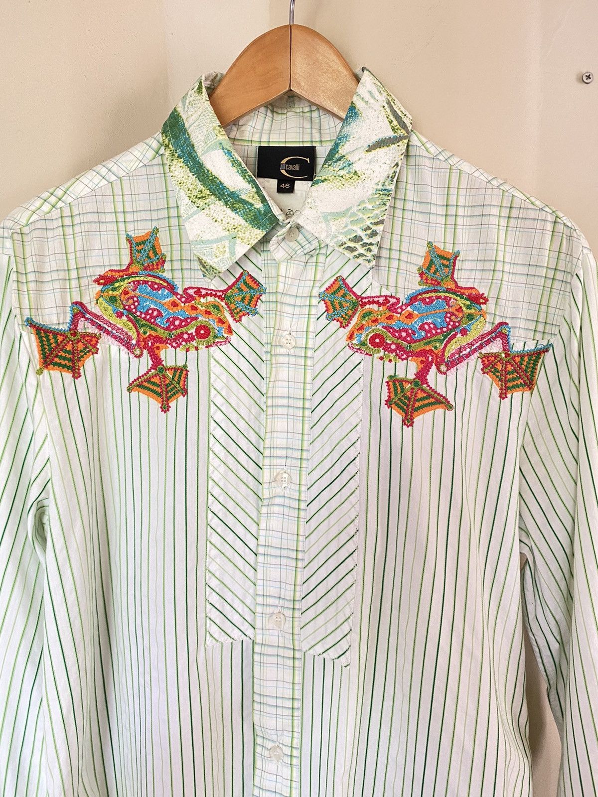Just Cavalli JUST Cavalli Emerald Stripes Long-Sleeve Shirt Size L / US 10 / IT 46 - 9 Thumbnail