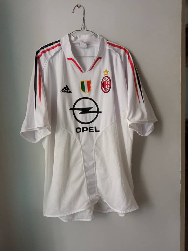 Ac Milan Opel Jersey White Vintage AC Milan 2002-03 Adidas Away