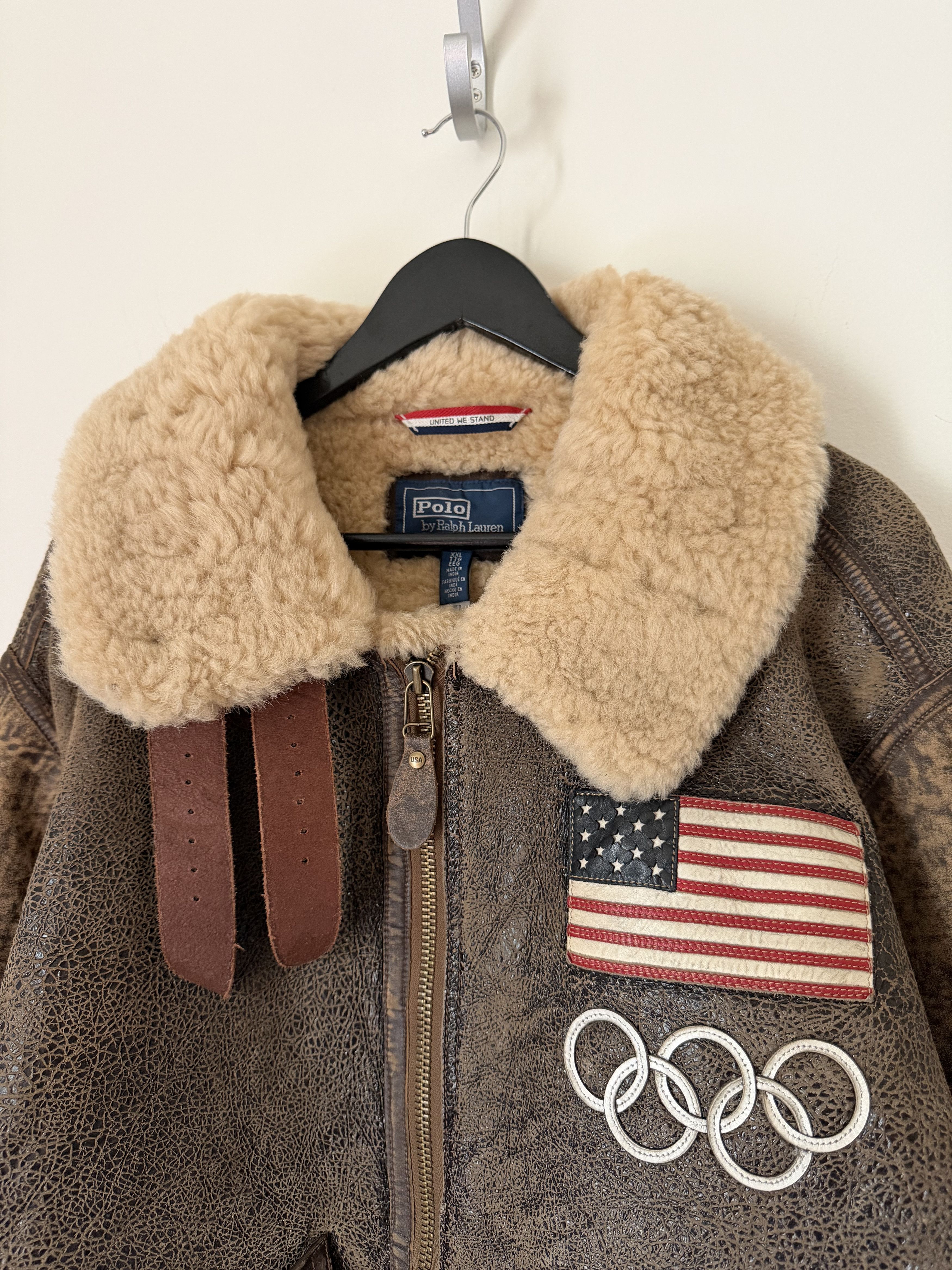 Polo Ralph Lauren Polo Ralph Lauren Team USA Shearling Leather Jacket Brown Size US XXL / EU 58 / 5 - 2 Thumbnail