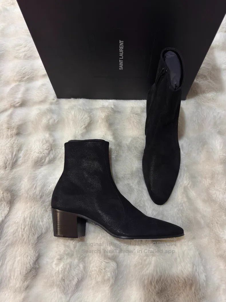 Saint Laurent Paris Saint Laurent Paris Shiny Suede Chelsea Boots Size US 8 / EU 41 - 1 Thumbnail