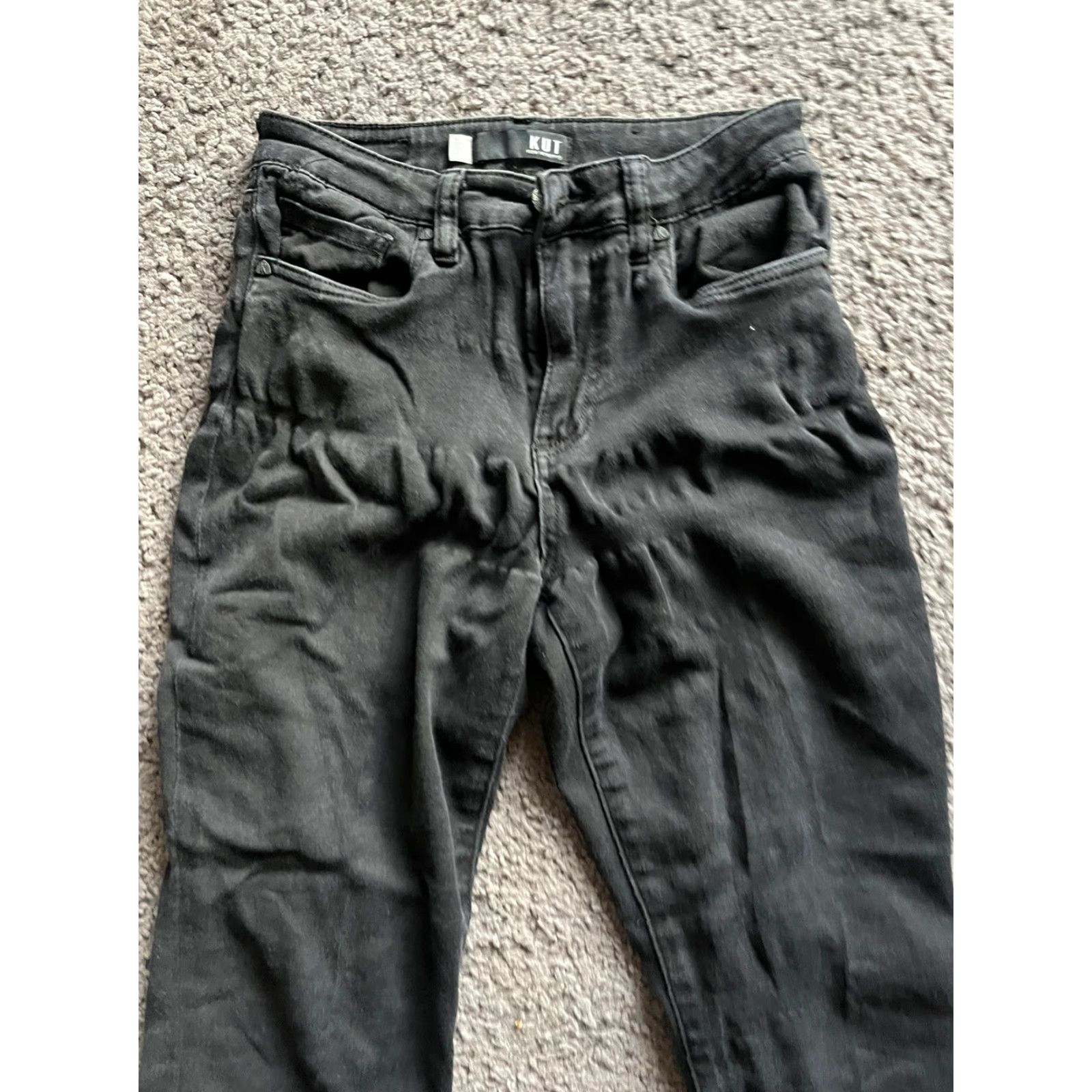 Vintage KUT from the Kloth Jeans Womens Size 2 Black Skinny Denim Stretch Raw Hem Size 26" / US 2 / IT 38 - 2 Thumbnail