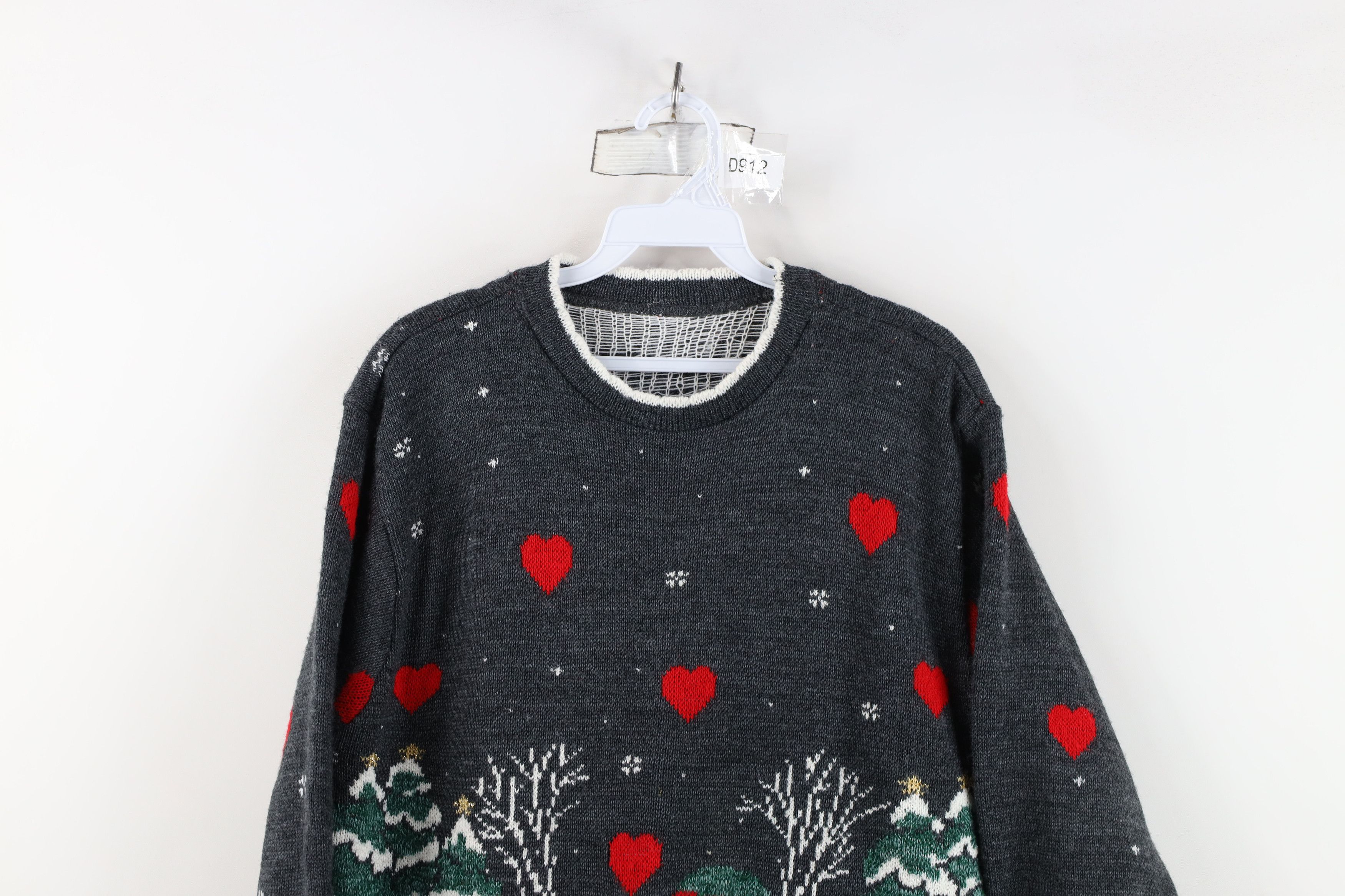 Vintage Vintage 90s Streetwear Heart Flower All Over Print Sweater Size M / US 6-8 / IT 42-44 - 2 Thumbnail