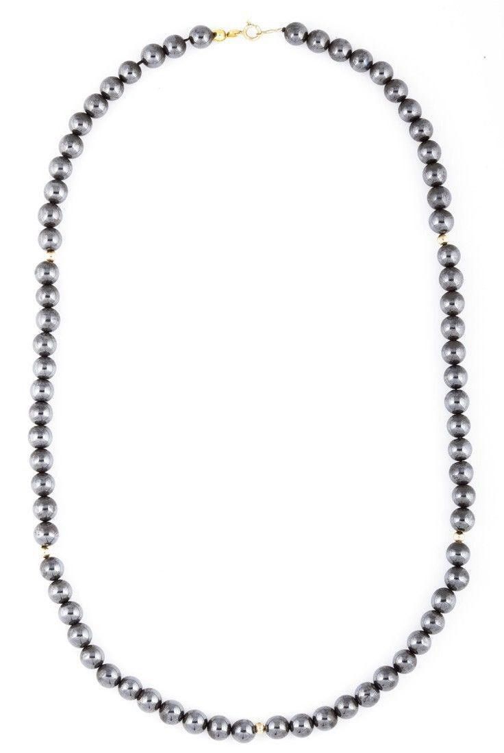 Designer Hematite Bead and 14 kt Gold Bead Necklace Size ONE SIZE - 1 Thumbnail