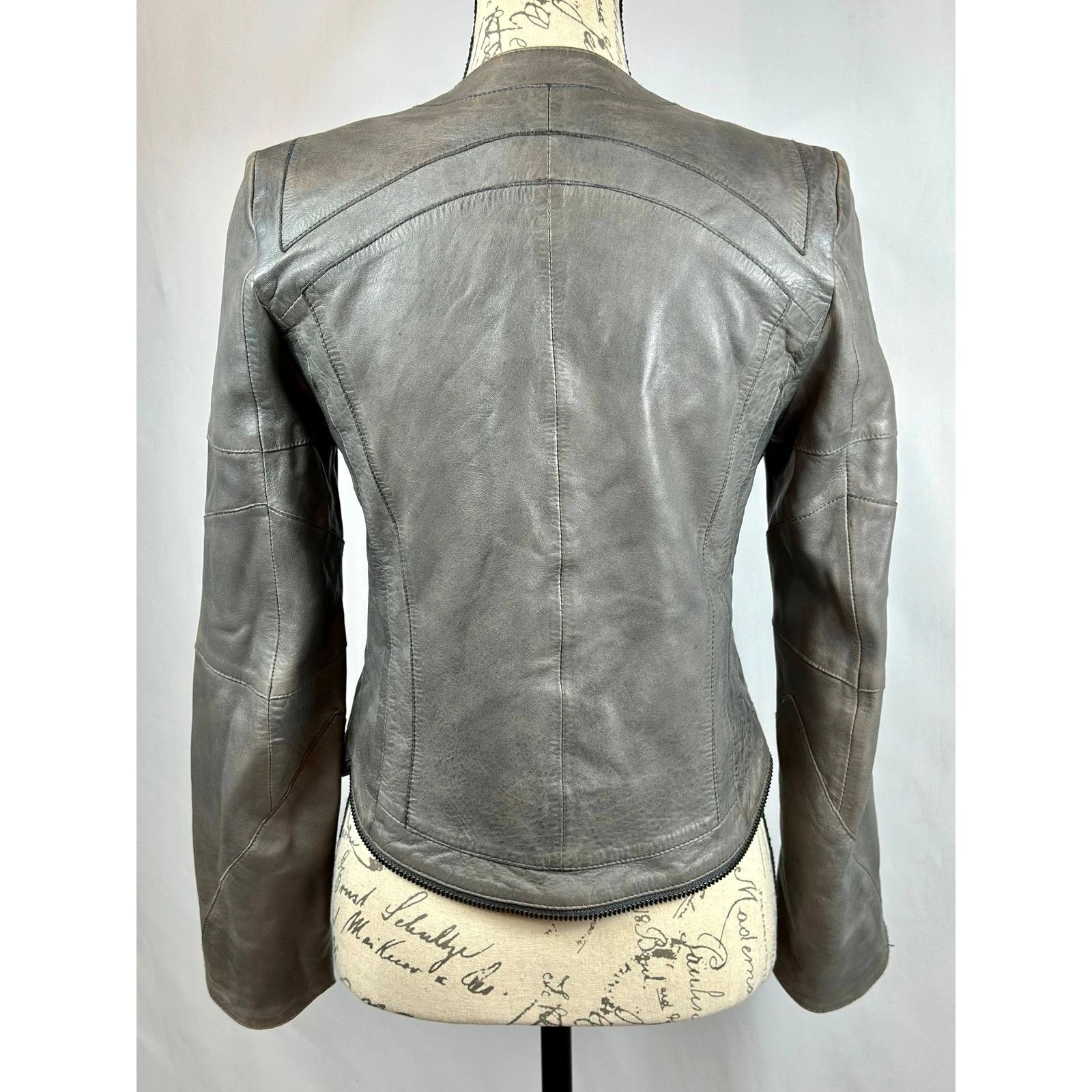 Zadig & Voltaire Zadig & Voltaire Vencia Collarless Lamb Leather Jackt Gray S Size S / US 4 / IT 40 - 11 Thumbnail