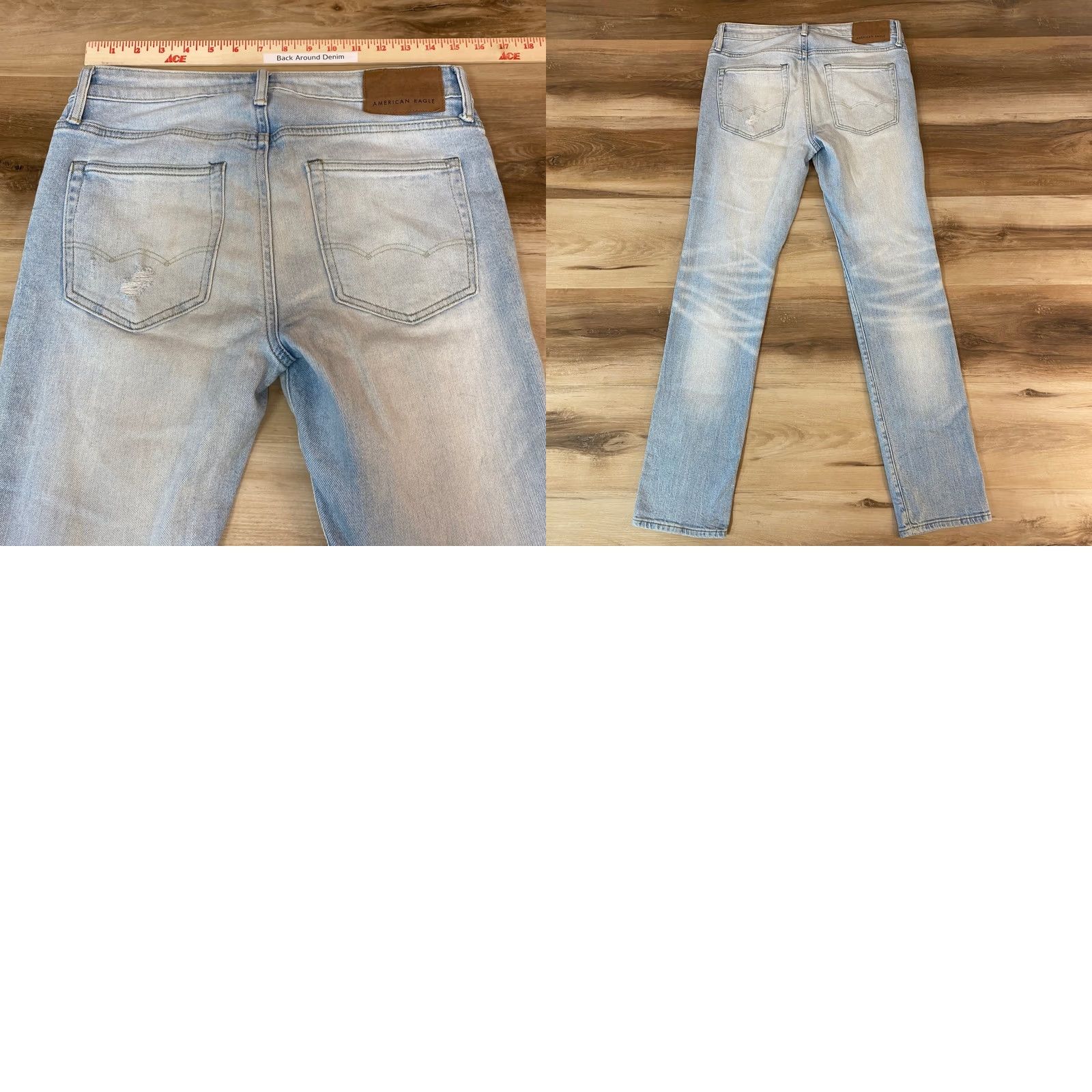 Vintage American Eagle Jeans Mens Slim Denim 29x30 Light Wash Distressed Pockets Comfort Distressed 29x30 Mens Jeans Slim Fit Denim Blue Size US 29 - 8 Thumbnail