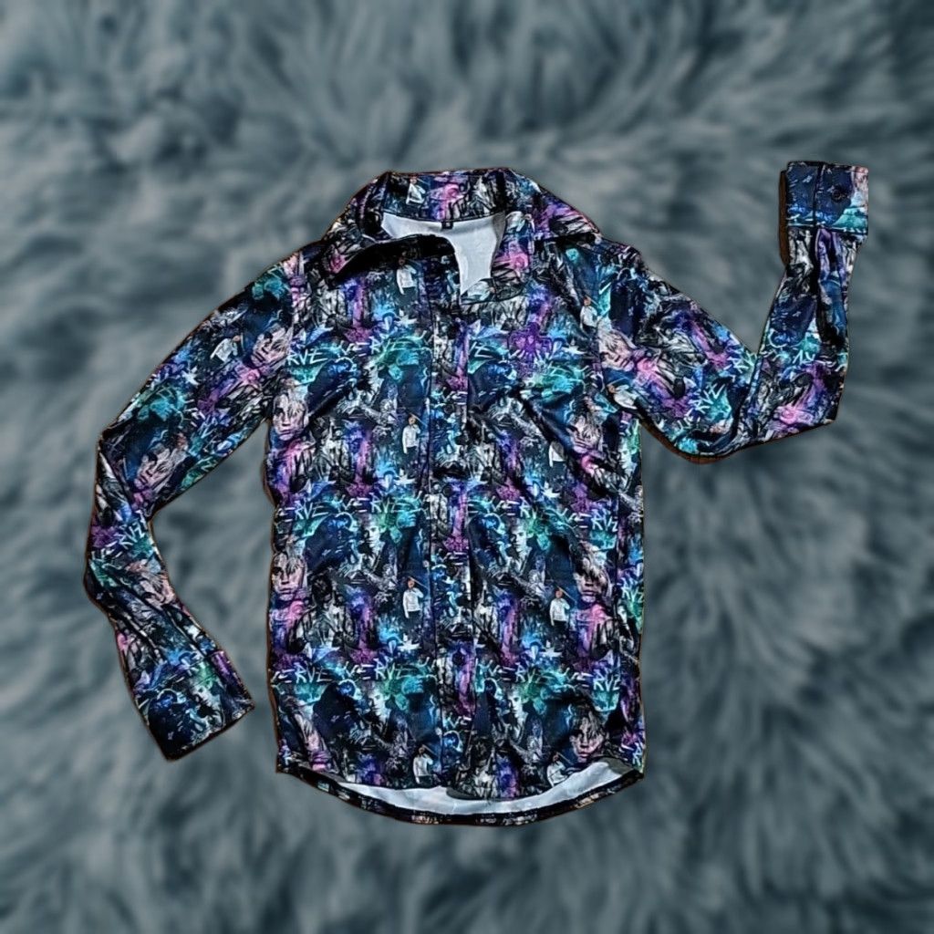 Vintage Justin Beiber LS Shirt Button-Up All Over Print Polyester Disco-style Small Mens Size US S / EU 44-46 / 1 - 1 Thumbnail