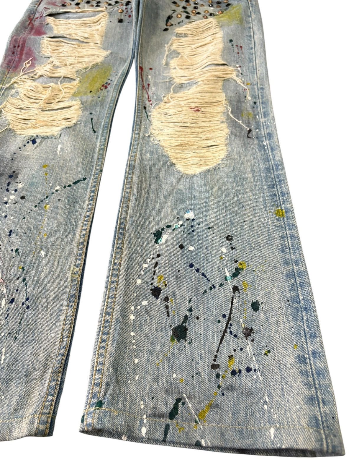 If Six Was Nine Vintage Japanese Brand Crazy Punk Distress Bootcut Jeans Size US 32 / EU 48 - 7 Thumbnail