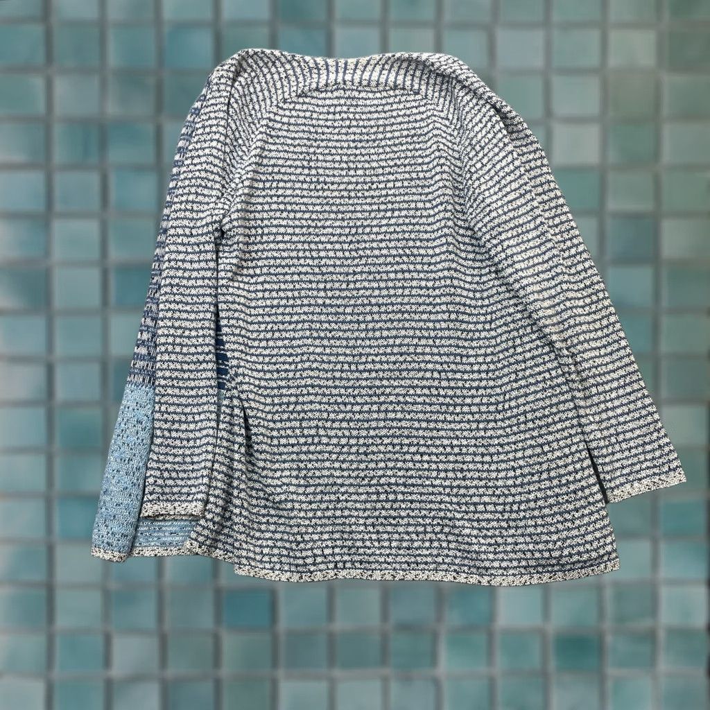J. Jill J Jill Sweater Cardigan Open Front Striped Knit Long Sleeve Gray Womens L Autumn Winter Fall City Preppy Casual Womens/ Girls? Size L / US 10 / IT 46 - 1 Thumbnail