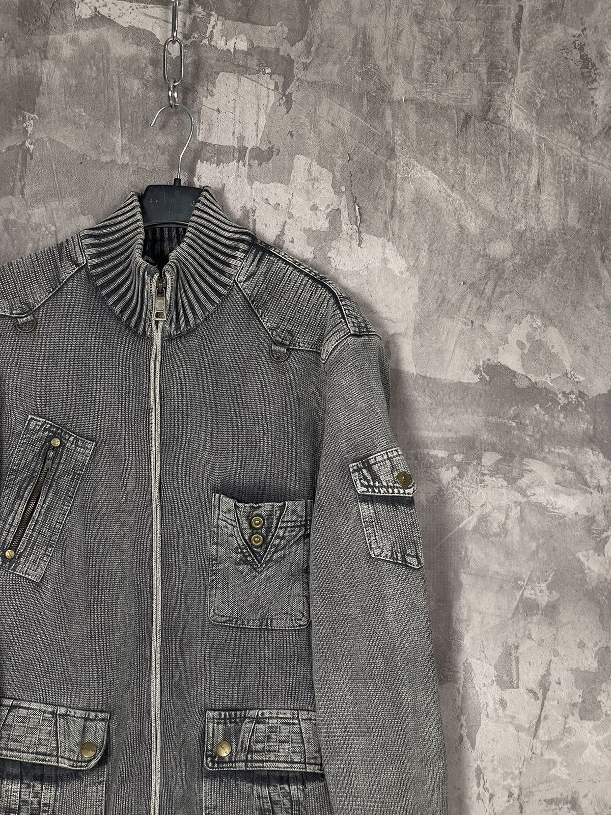 If Six Was Nine × Japanese Brand × Vintage Y2K VTG 90s Japanese style 3D striped knit sweater full zip Size US L / EU 52-54 / 3 - 4 Thumbnail
