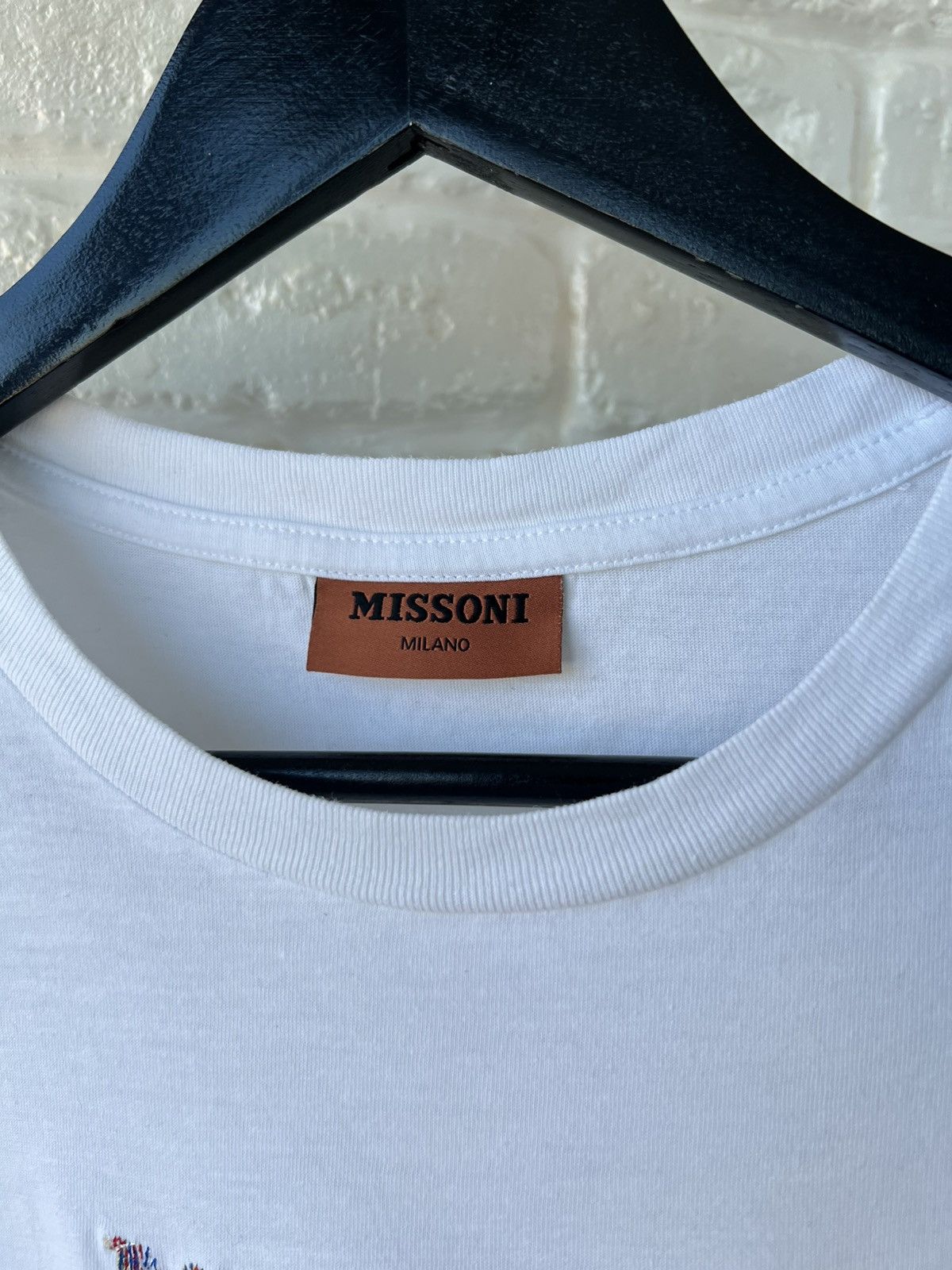 Missoni Missoni Milano White Embroidered Logo Tee T-Shirt Size M / US 6-8 / IT 42-44 - 4 Thumbnail