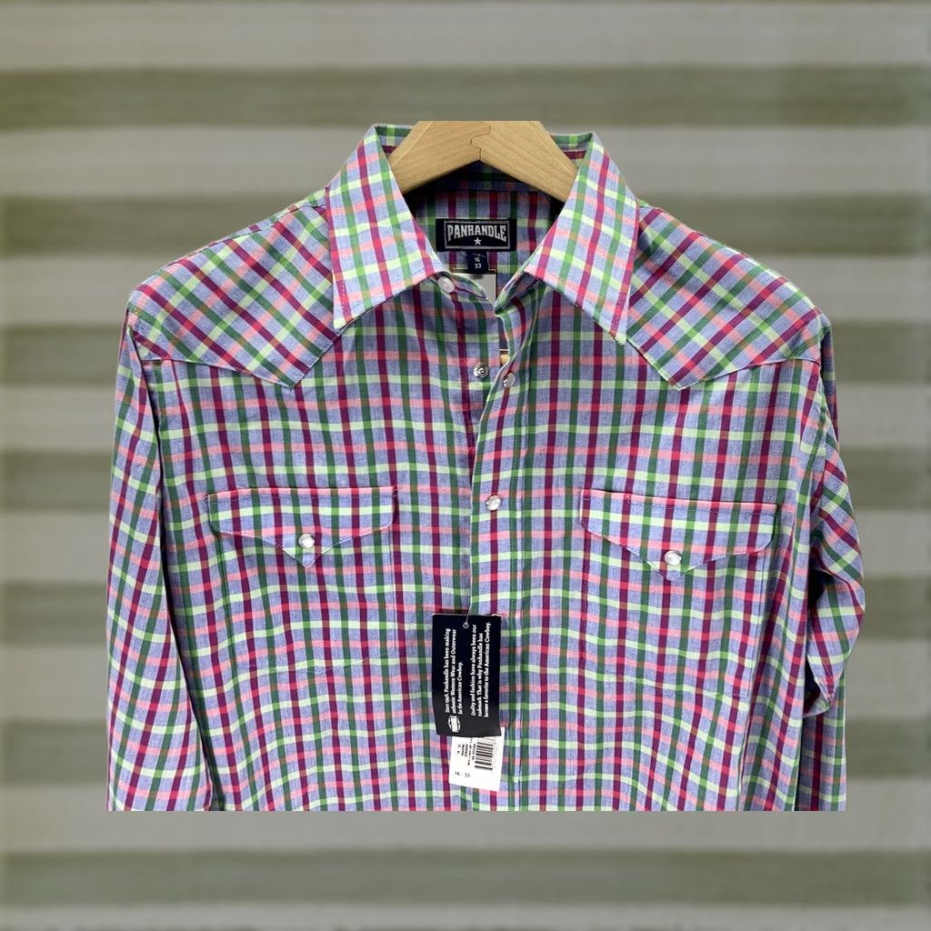 Vintage Panhandle Slim Western Pearl Snap Shirt Men Medium 16/33 Purple Long Sleeve NWT Size US M / EU 48-50 / 2 - 1 Thumbnail