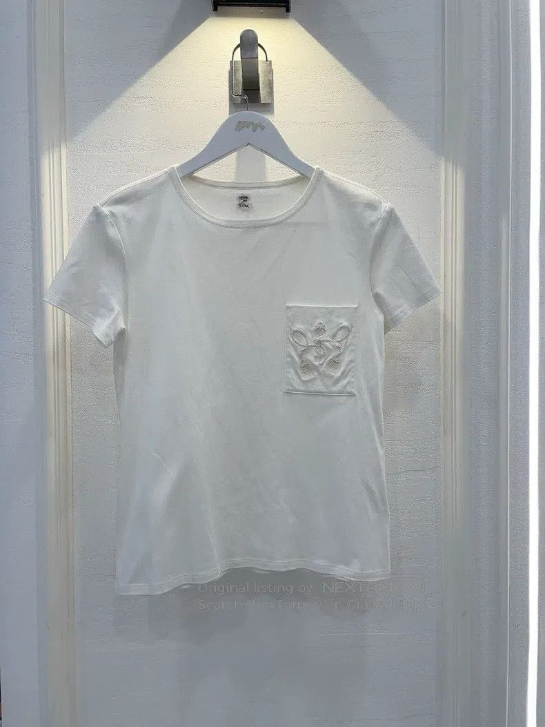 Hermes Hermes Embroidered white T-shirt Size XS / US 0-2 / IT 36-38 - 1 Thumbnail