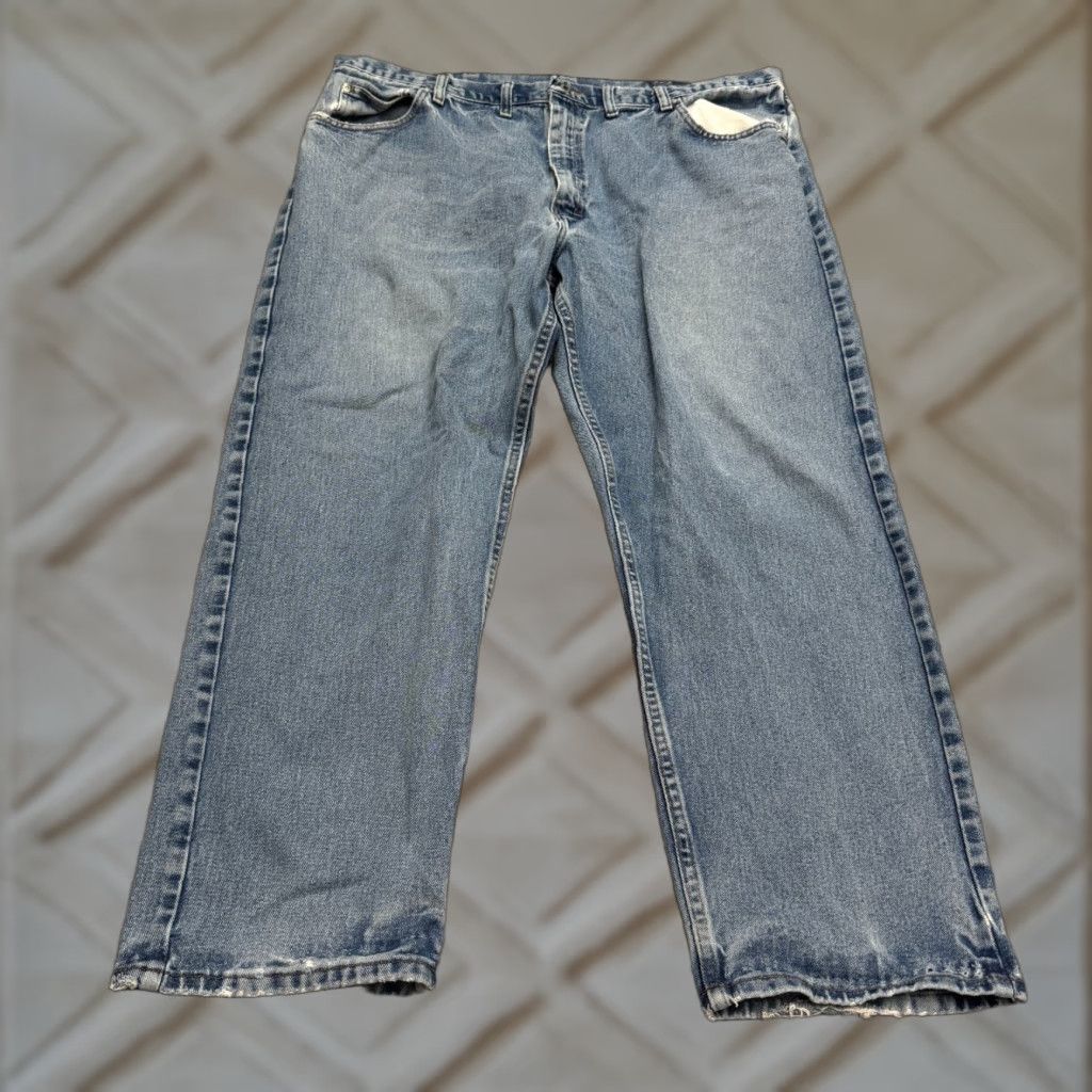 Wrangler Wrangler Jeans Mens 44x30 Blue Relaxed Fit Straight Leg Denim Cotton Medium Wash Size US 43 - 1 Thumbnail