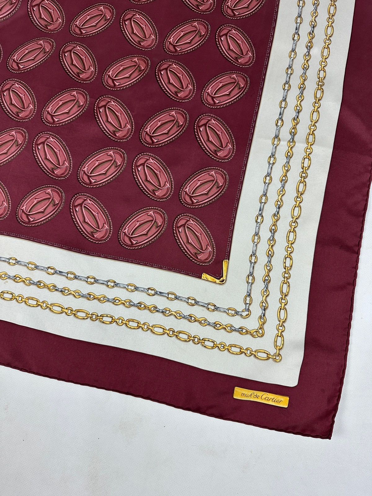 Cartier Vintage Must De Cartier Monogram Silk Scarf Size ONE SIZE - 7 Thumbnail