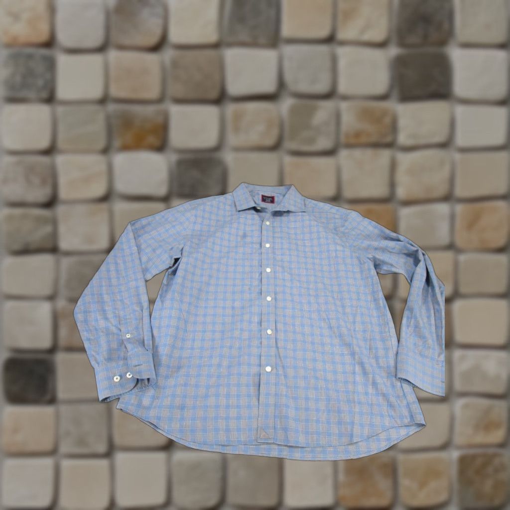 UNTUCKit VINTAGE UNTUCKit Shirt Mens XL Blue Cotton Long Sleeve Button Up Stain (Check) Size US XL / EU 56 / 4 - 1 Thumbnail