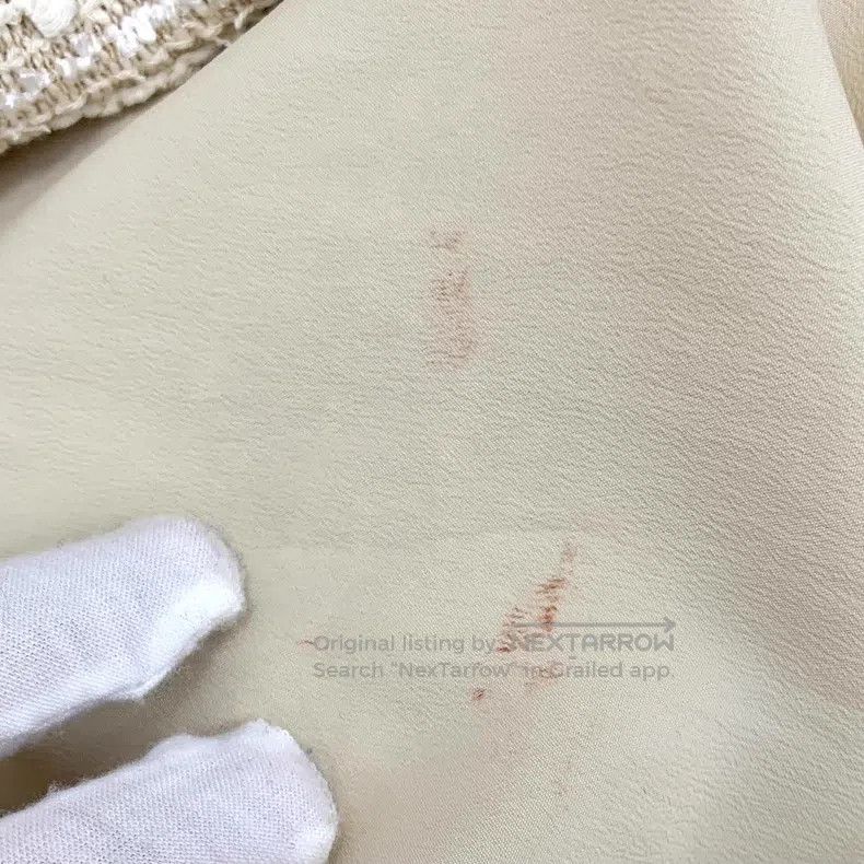 Gucci Gucci Beige tweed cotton V-neck single-breasted short-slee Size M / US 6-8 / IT 42-44 - 8 Thumbnail
