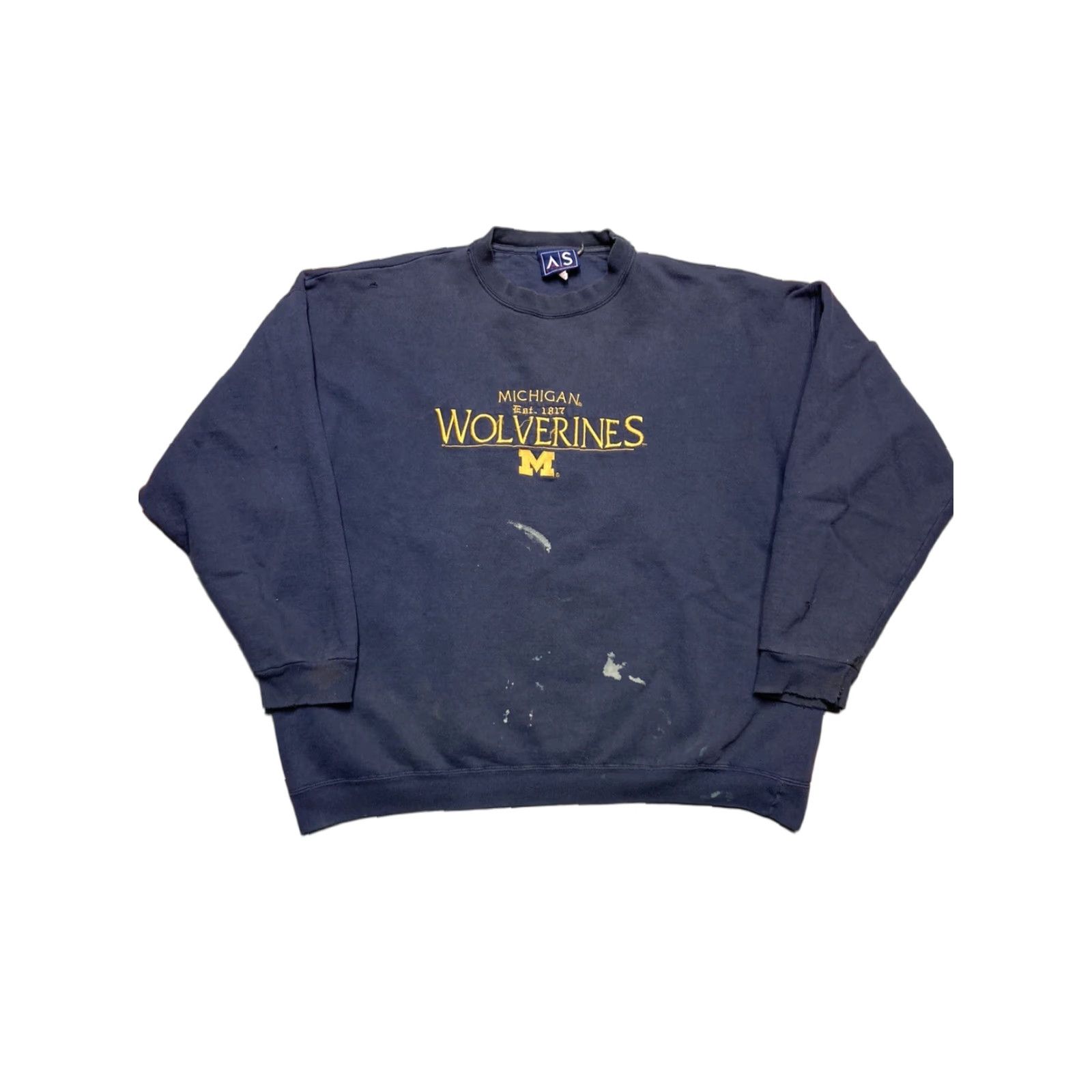 Vintage VINTAGE Sweatshirt Crewneck University Michigan Wolverines Distressed XL Men Blue Pullover Shirt Size US XL / EU 56 / 4 - 1 Thumbnail