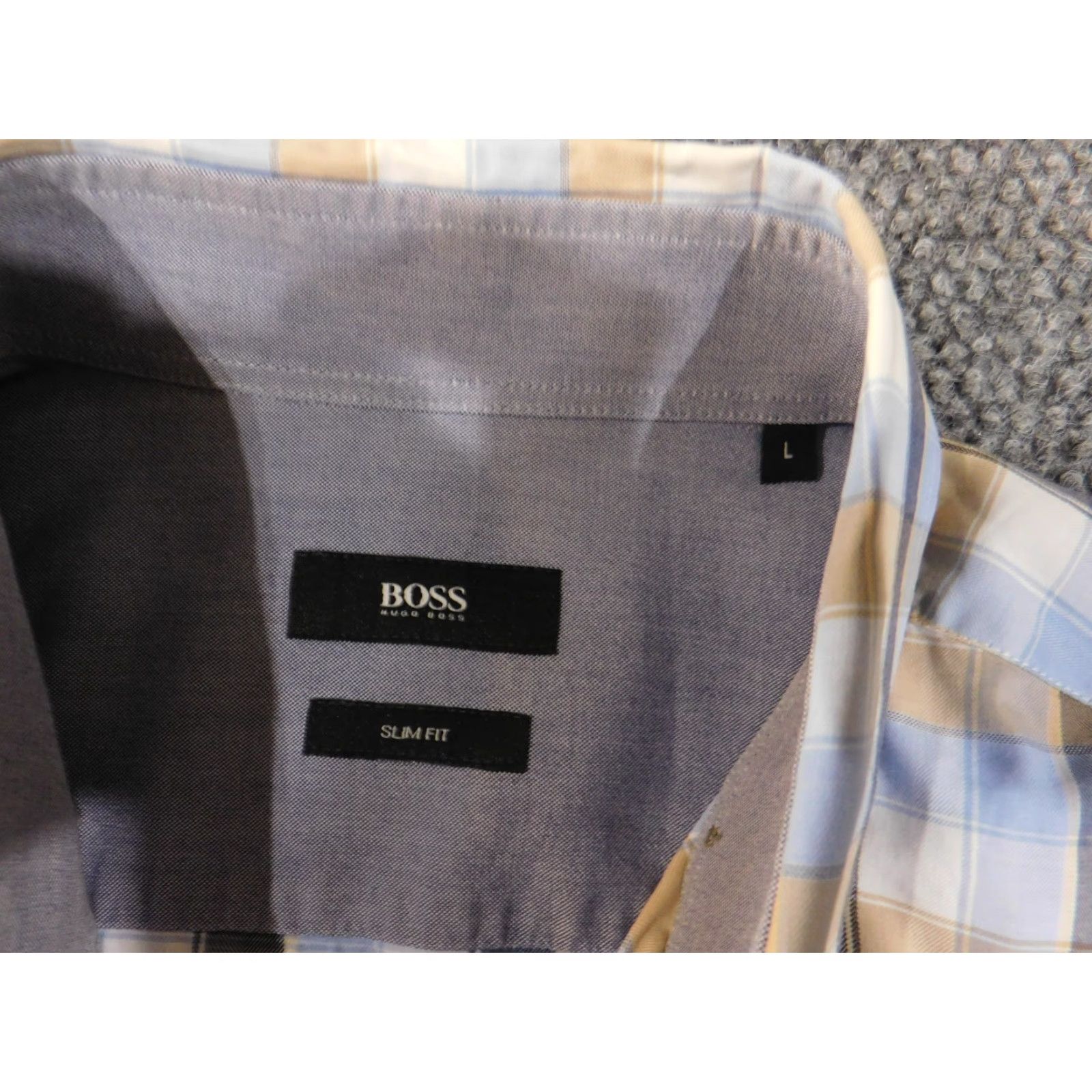 Hugo Boss HUGO BOSS Shirt Mens L Blue Brown Plaid Slim Fit Long Sleeve Button Front Size US L / EU 52-54 / 3 - 6 Thumbnail