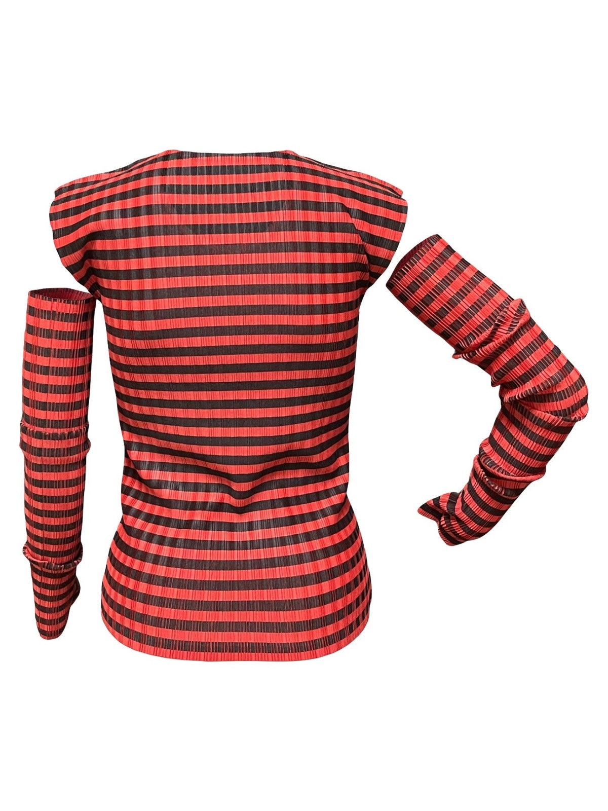 Pleats Please Issey Miyake PLEATS PLEASE Pleated Striped Print Top and Arm Cover Size M / US 6-8 / IT 42-44 - 2 Thumbnail