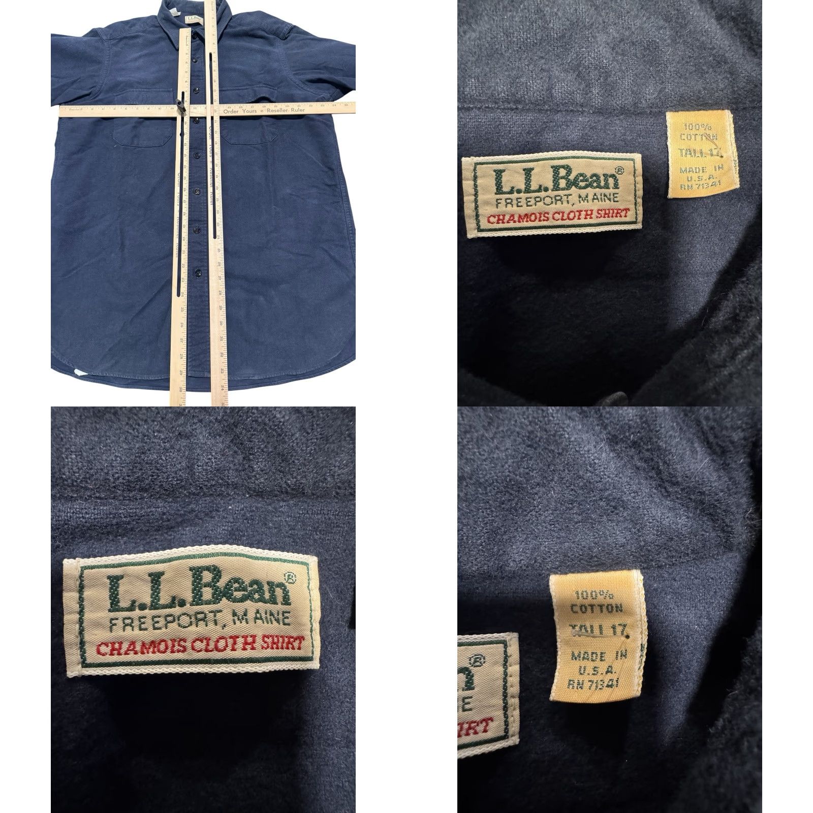 Vintage VINTAGE L.L. Bean Chamois Cloth Shirt Mens 17 Tall XL Navy Blue Made in USA 90s Size XXL / US 16-18 / IT 52-54 - 9 Thumbnail