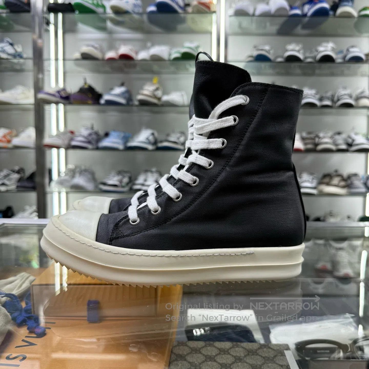 Rick Owens RICKOWENS High-top, wax-coated, zipper-equipped board shoe Size US 5.5 / IT 35.5 - 3 Thumbnail