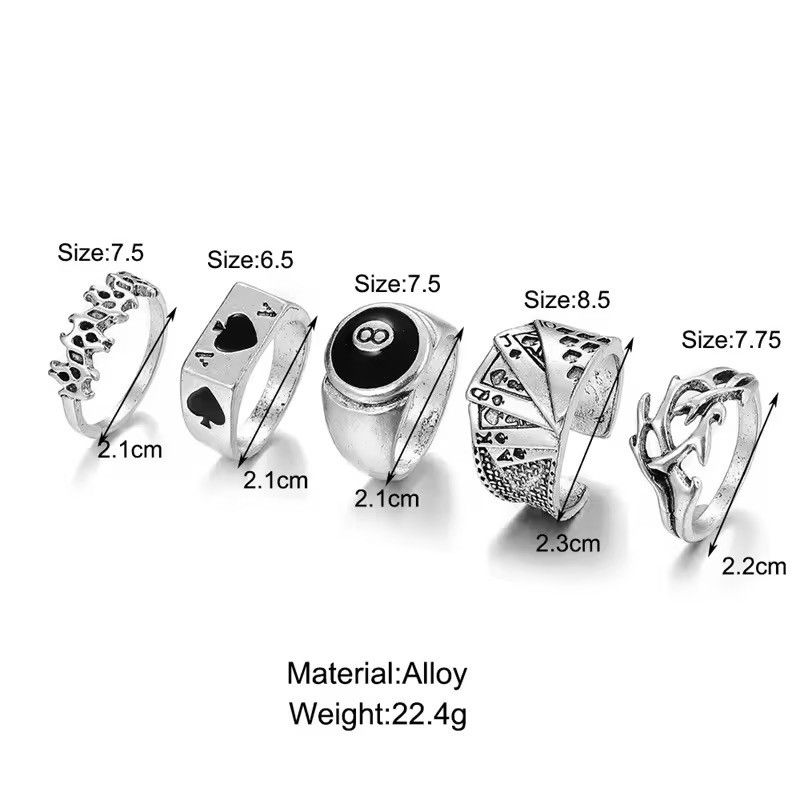Japanese Brand Akimoto x Yuko 5 pieces Gothic Ring Size ONE SIZE - 5 Thumbnail